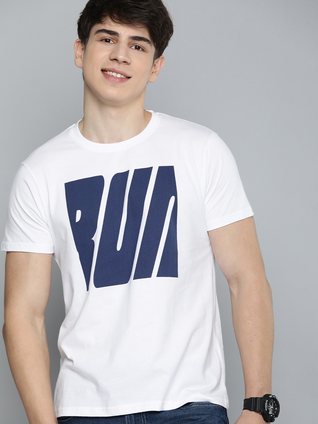 

HERE&NOW Typography Printed Pure Cotton T-shirt, White