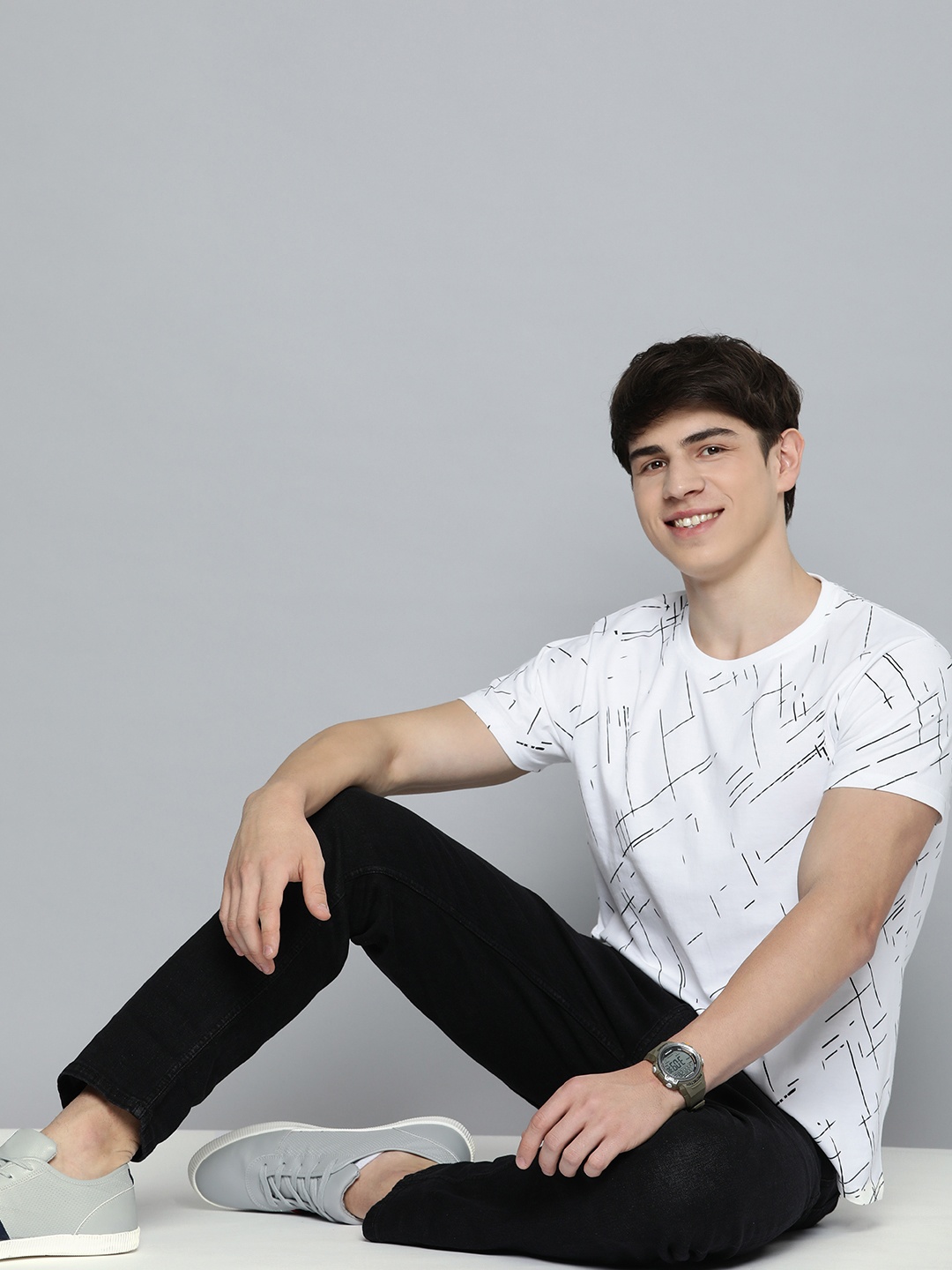 

HERE&NOW Printed Pure Cotton T-shirt, White