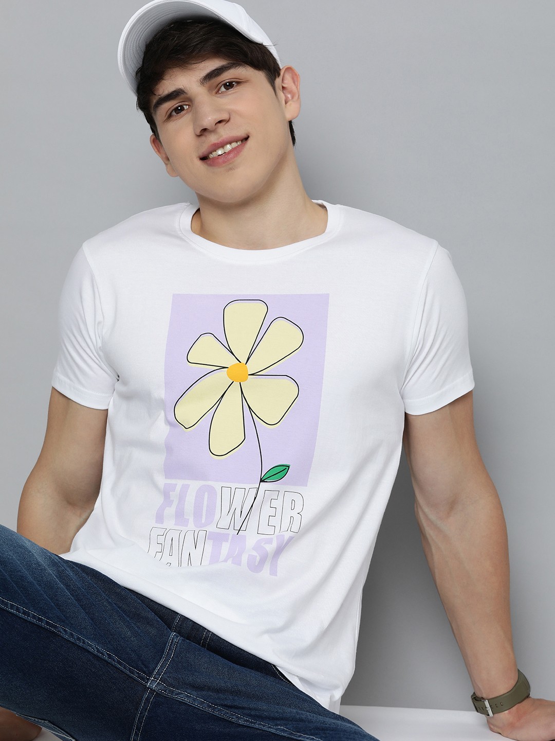 

HERE&NOW Typography Printed Pure Cotton T-shirt, White