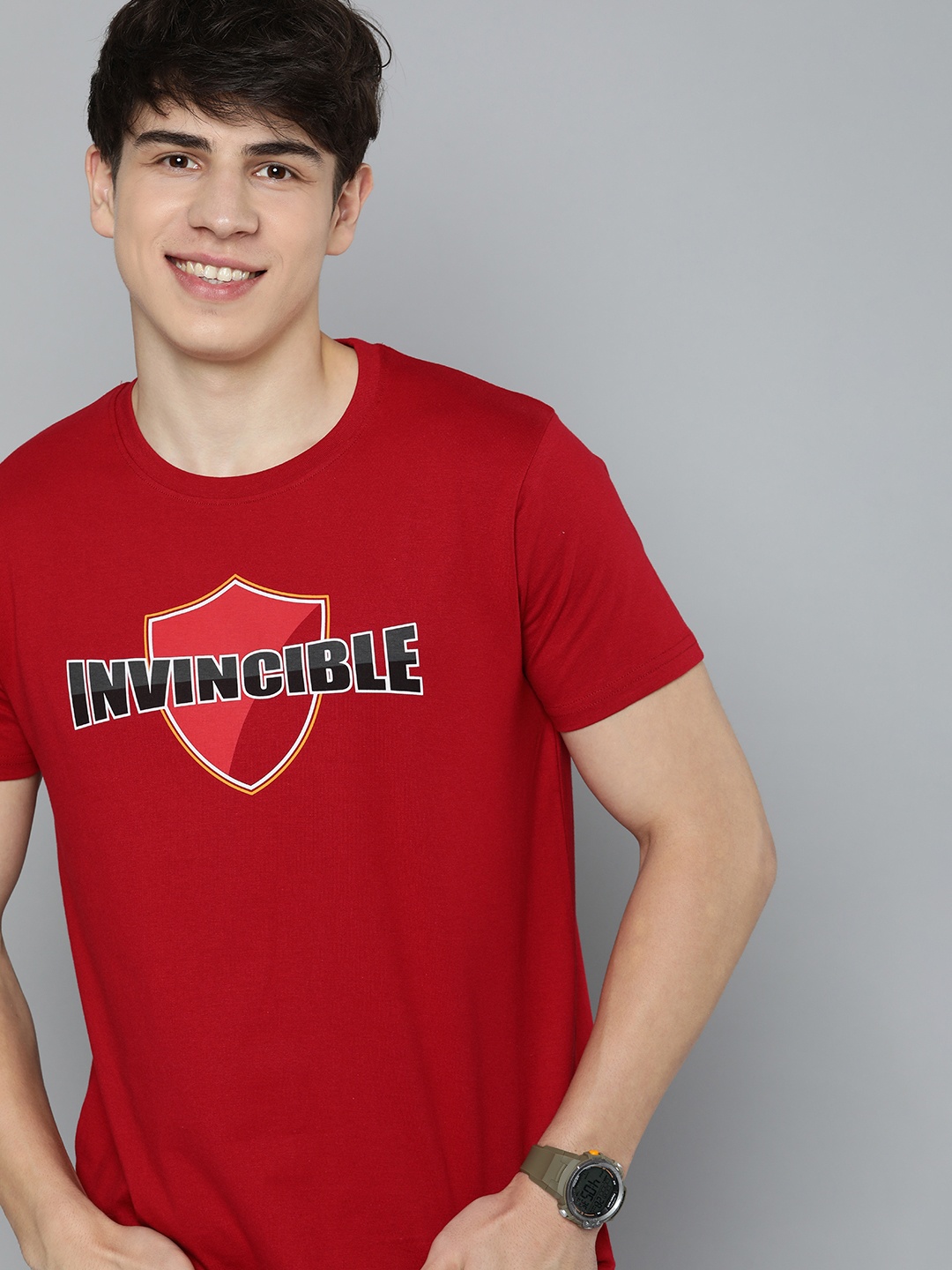 

HERE&NOW Printed Pure Cotton T-shirt, Red