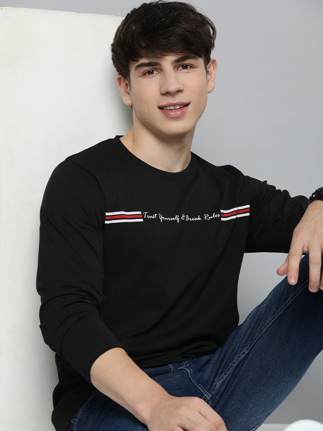 

HERE&NOW Typography Printed T-shirt, Black