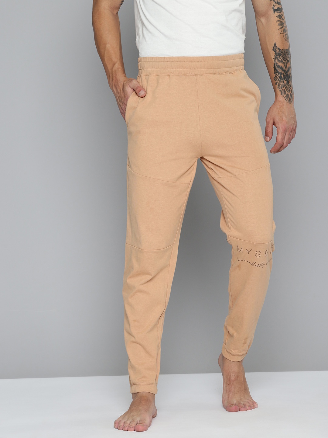 

HRX by Hrithik Roshan Men Pure Cotton Yoga Joggers, Beige