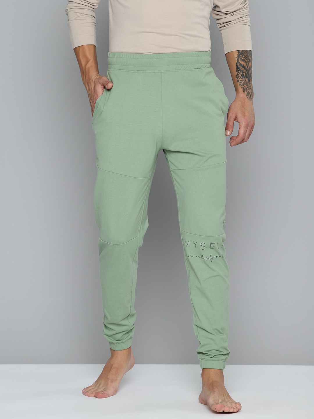 

HRX by Hrithik Roshan Men Pure Cotton Yoga Joggers, Green