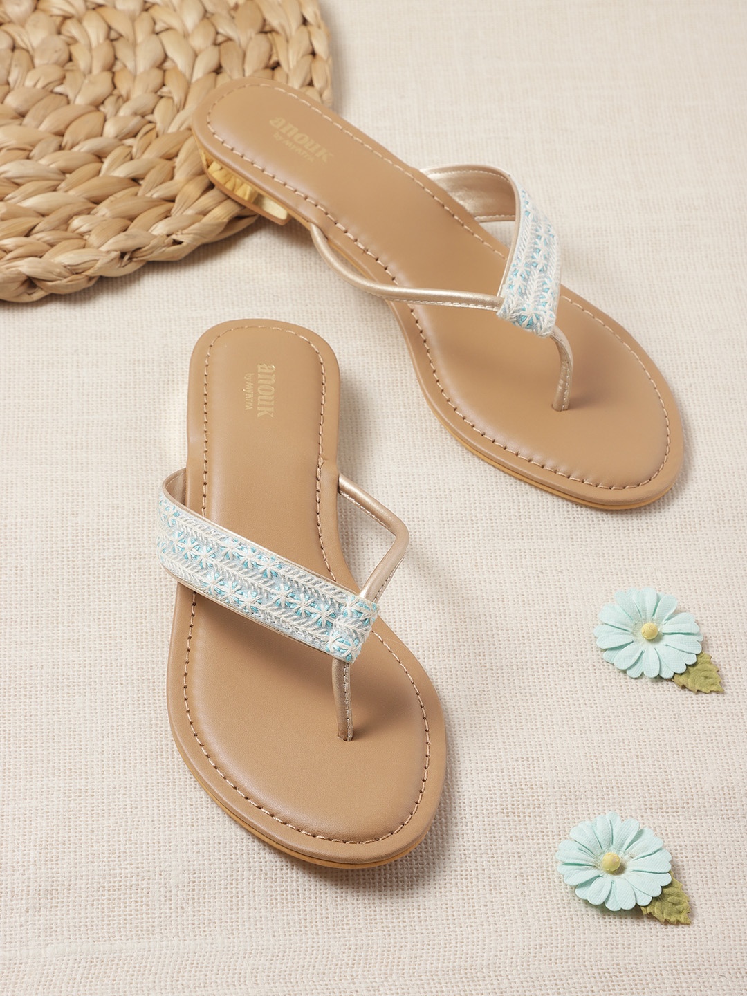 

Anouk Women Embroidered Open Toe Flats, White