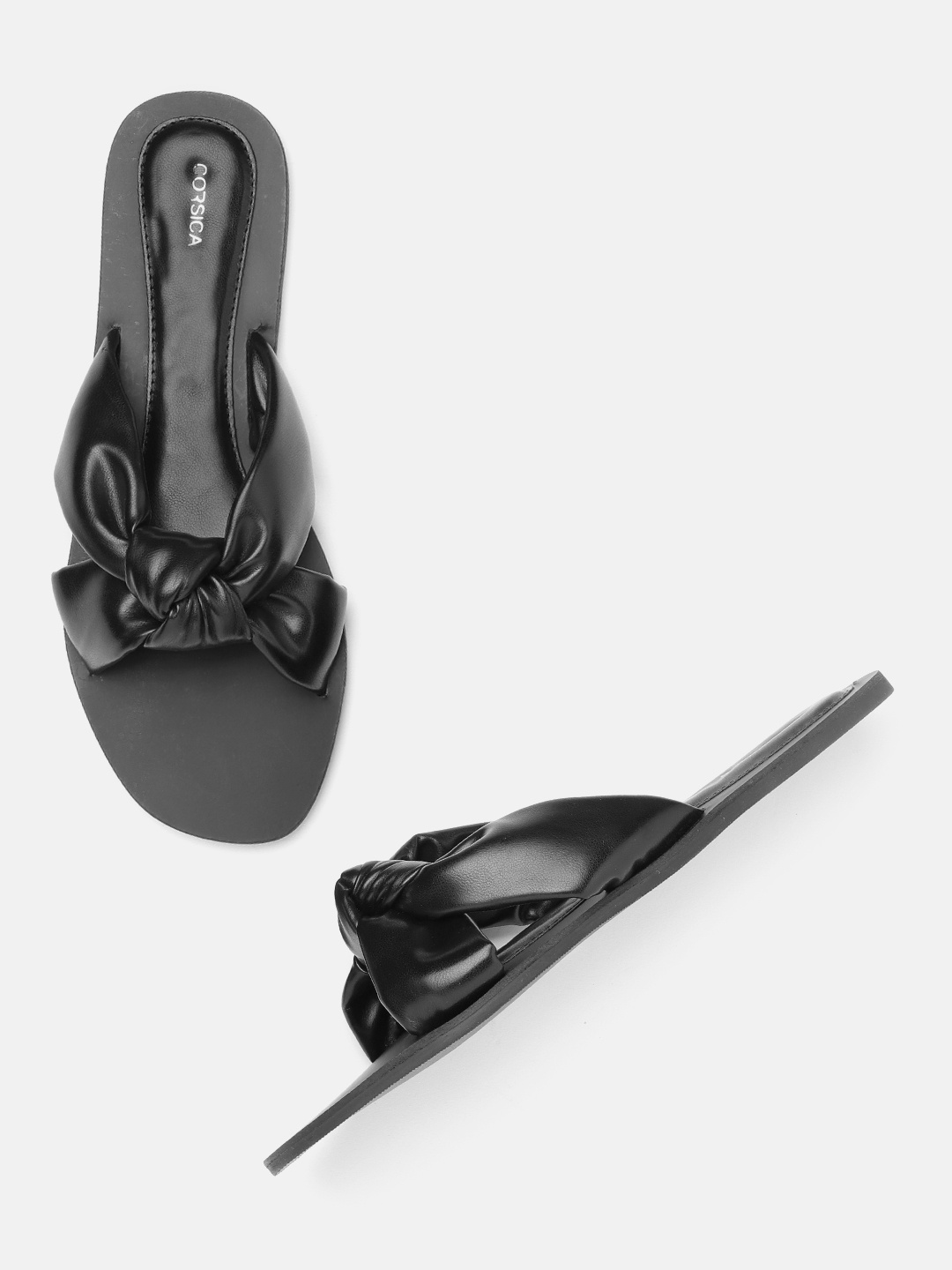 

CORSICA Women Knot Detail Open Toe Flats, Black