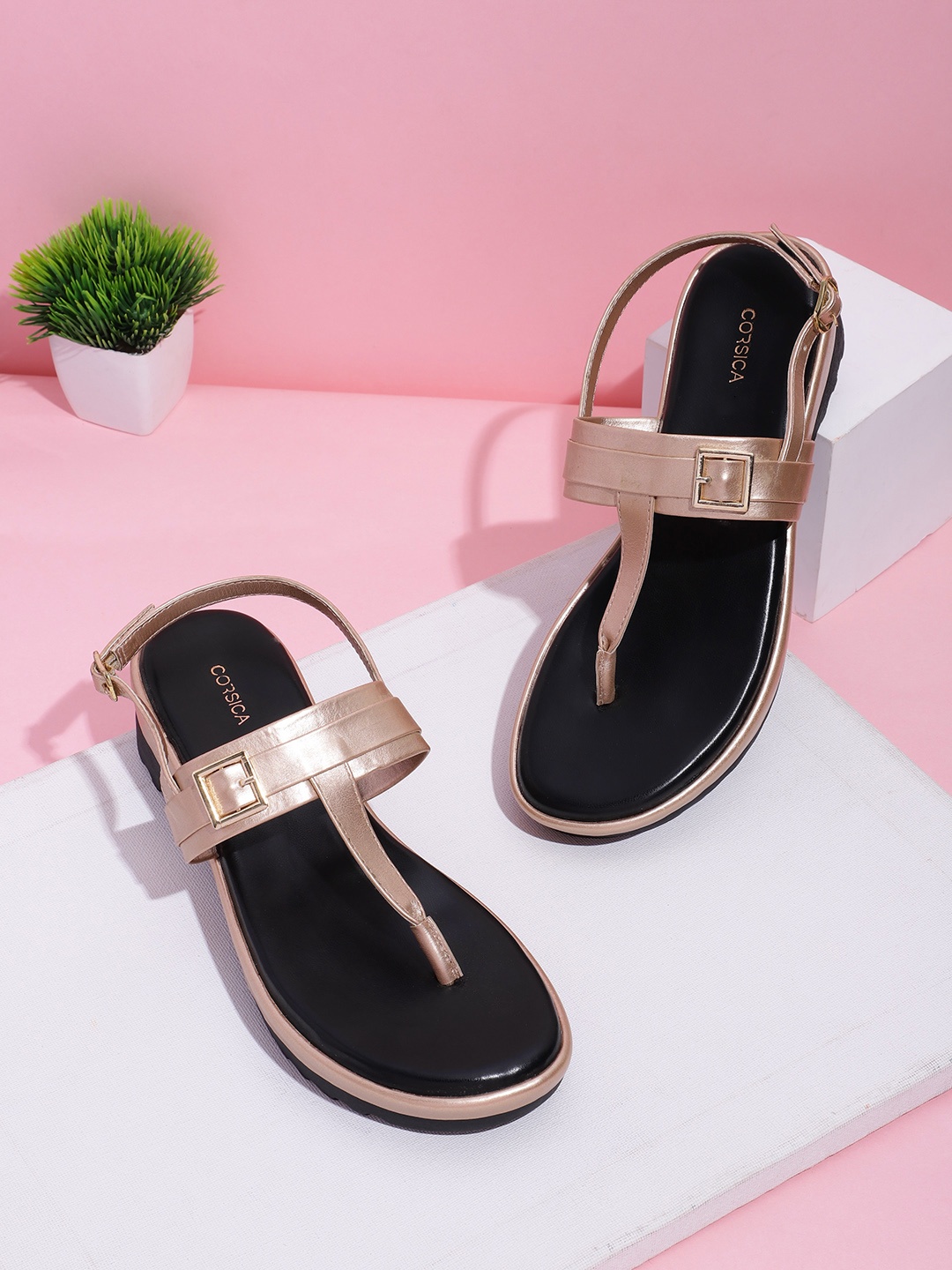 

CORSICA Wedge Heel With Buckle Detail, Rose gold