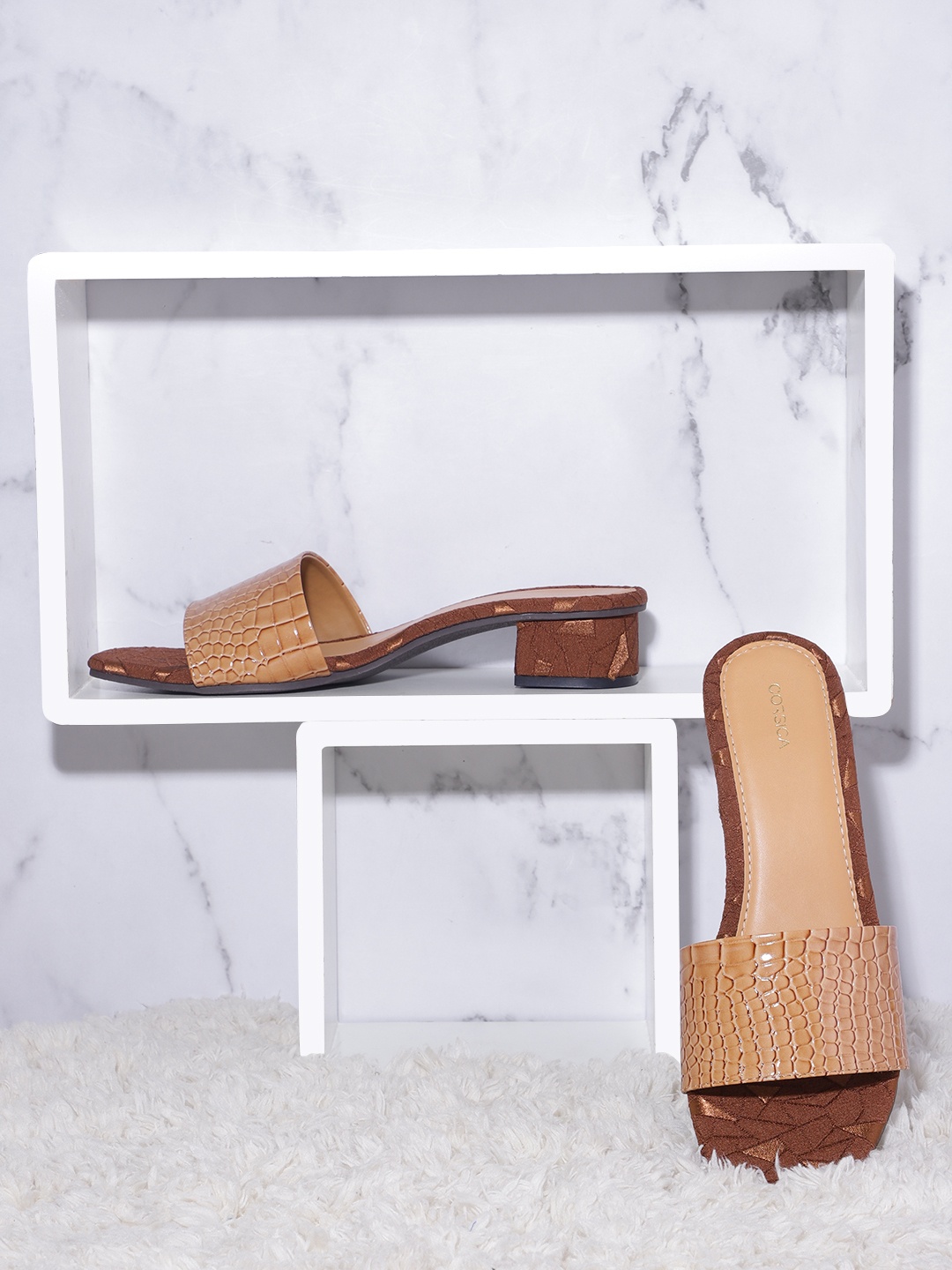 

CORSICA Animal Textured Block Heels, Beige