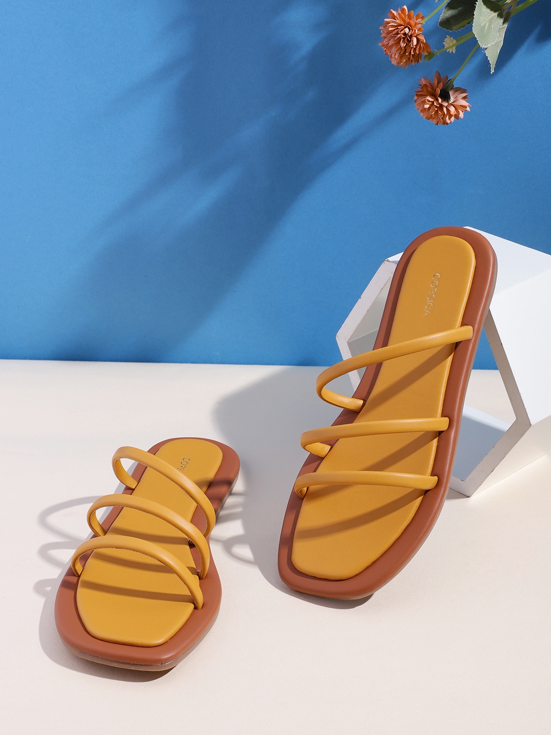 

CORSICA Women Open Toe Flats, Mustard