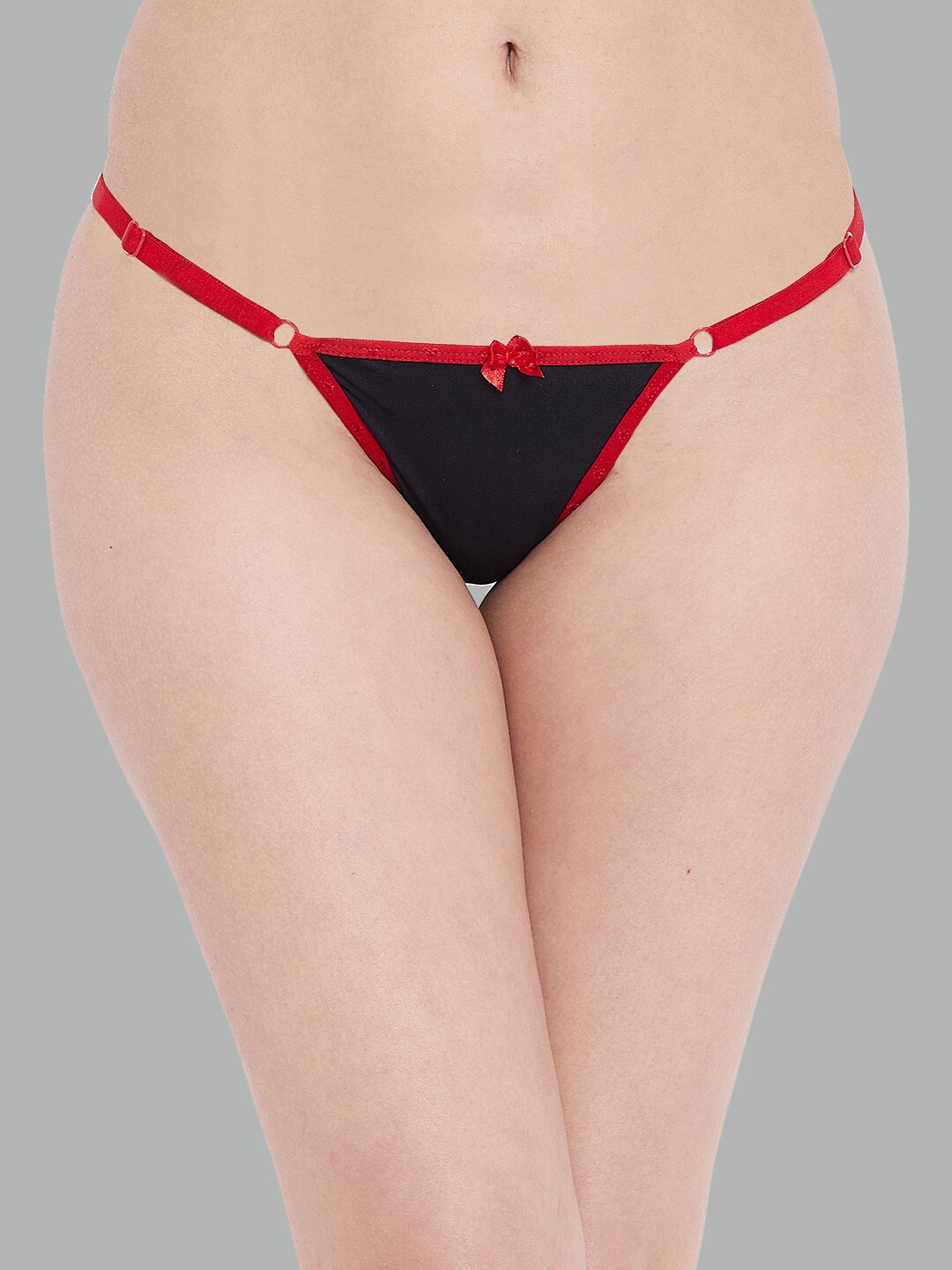 

N-Gal Women Laced Adjustable Anti-Odour Thong Brief, Black
