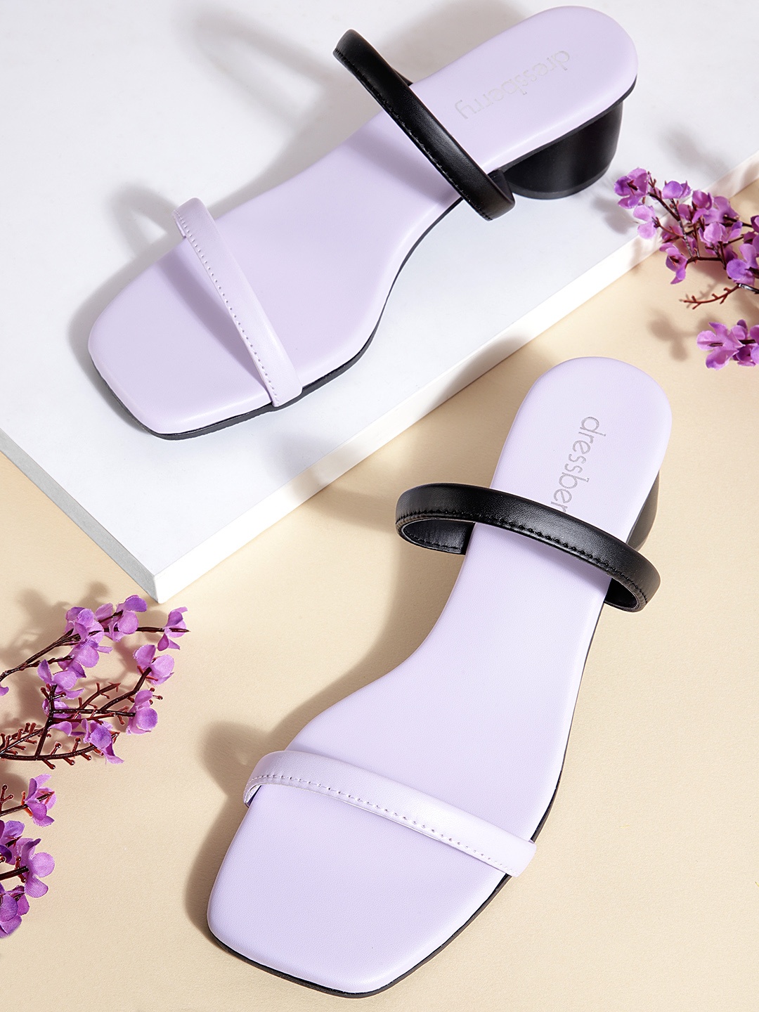 

DressBerry Colourblocked Block Sandals, Lavender