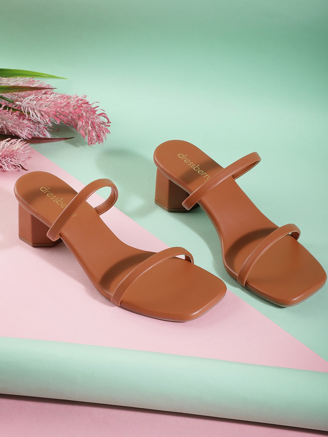 

DressBerry Block Heel Sandals, Tan