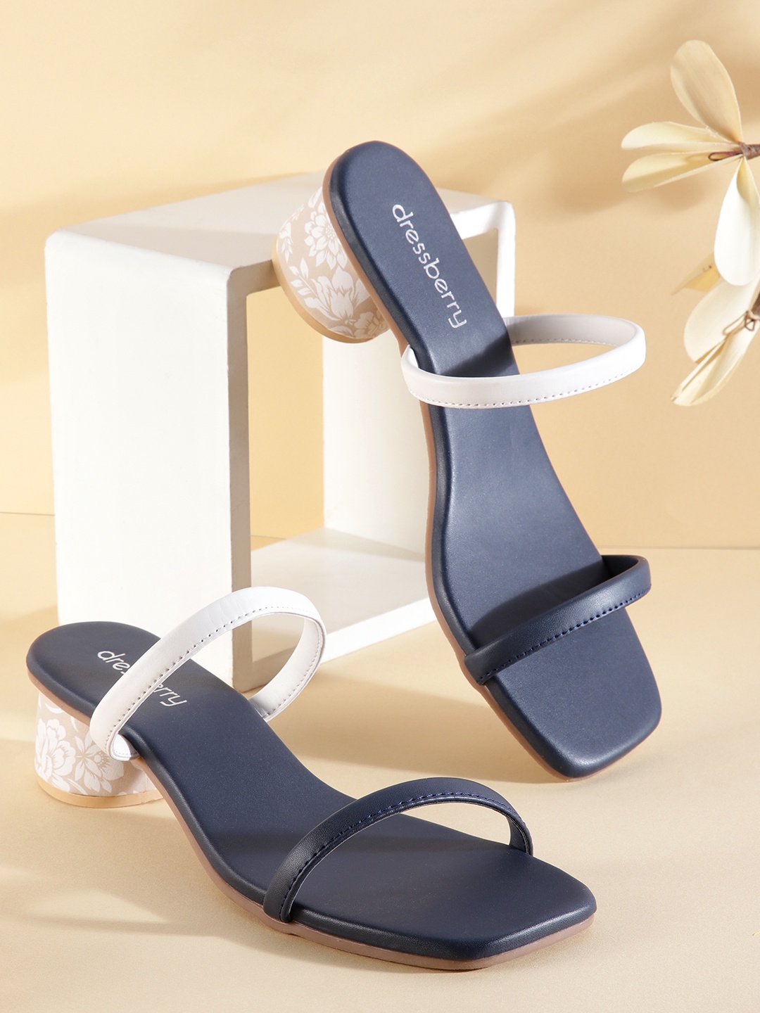 

DressBerry Colourblocked Block Sandals, Navy blue