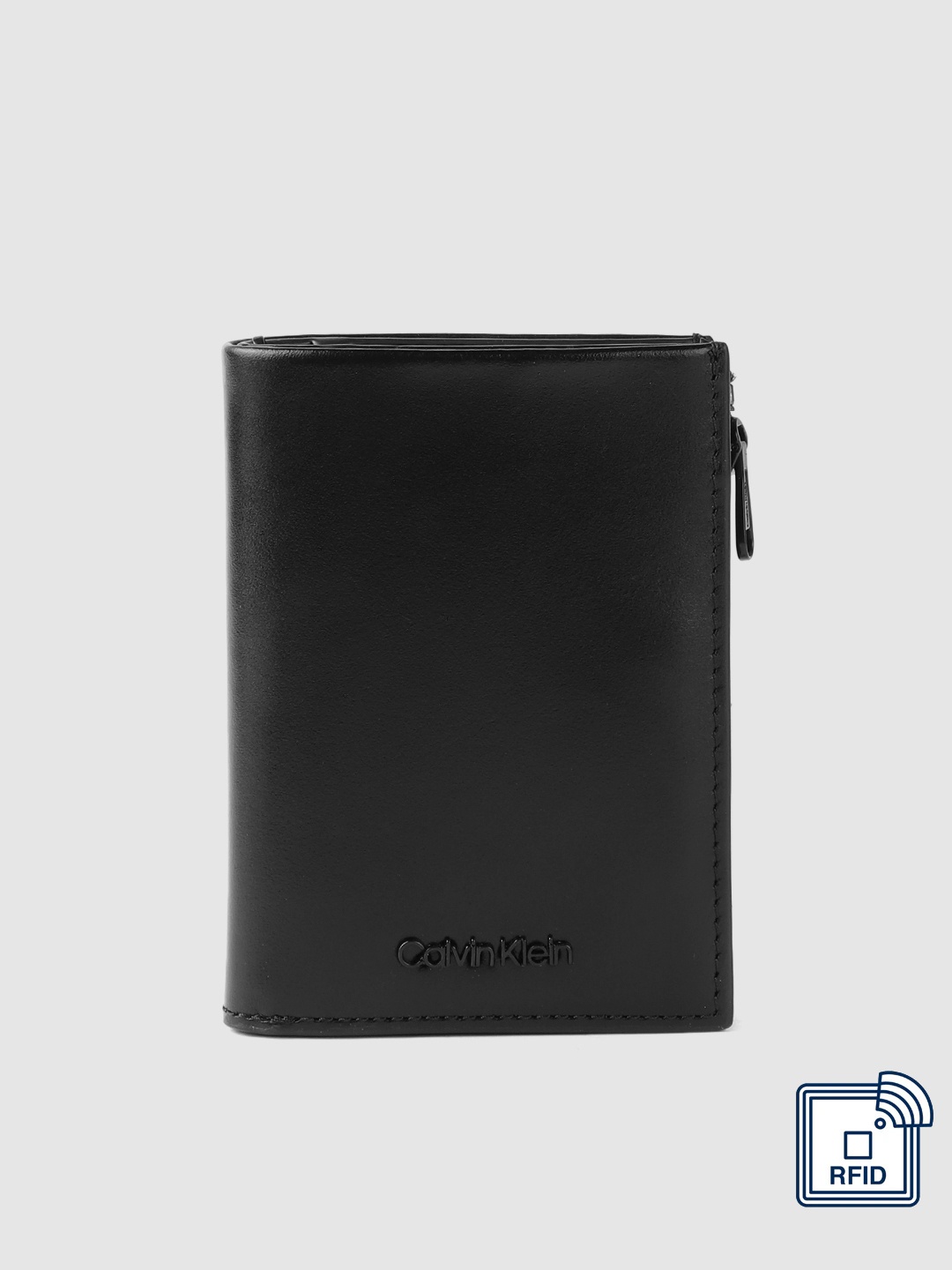 

Calvin Klein Men Leather Three Fold Wallet, Black