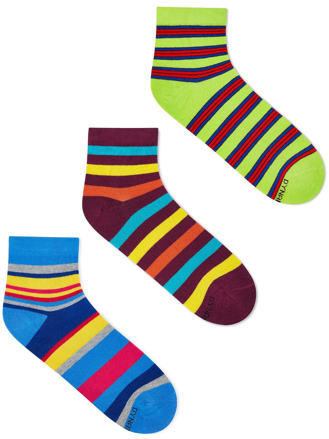 

Dynamocks Pack Of 3 Cotton Striped Ankle-Length Socks, Blue