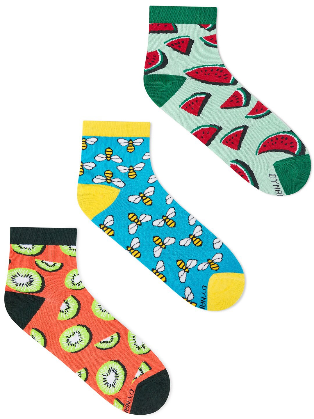 

Dynamocks Pack Of 3 Cotton Printed Ankle-Length Socks, Green