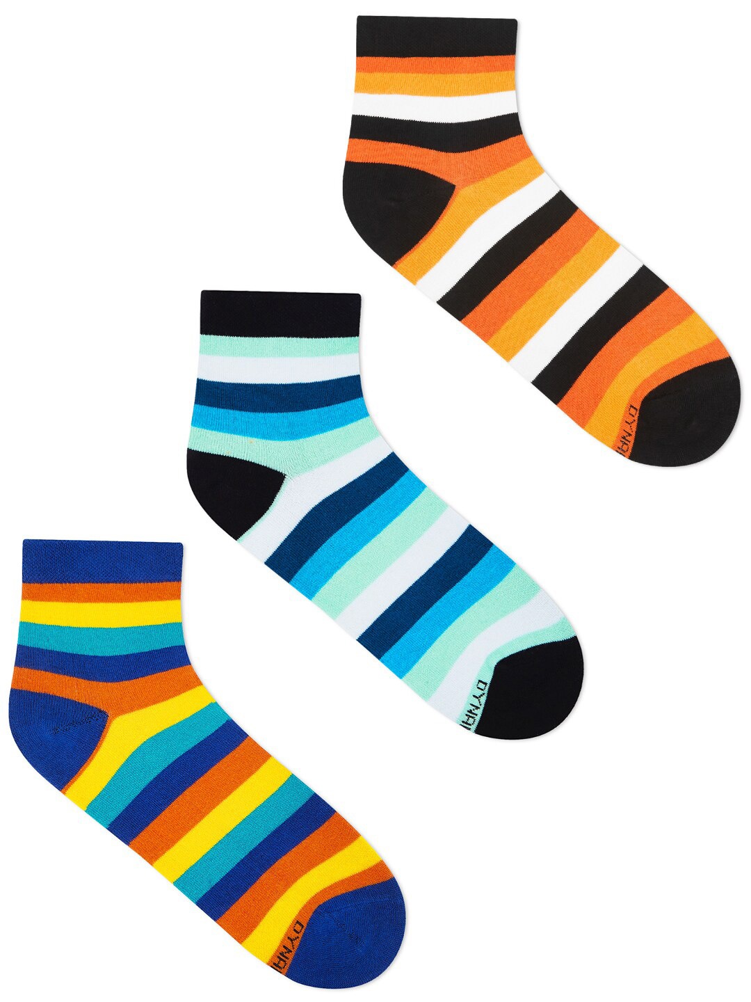 

Dynamocks Pack Of 3 Cotton Striped Ankle-Length Socks, Orange