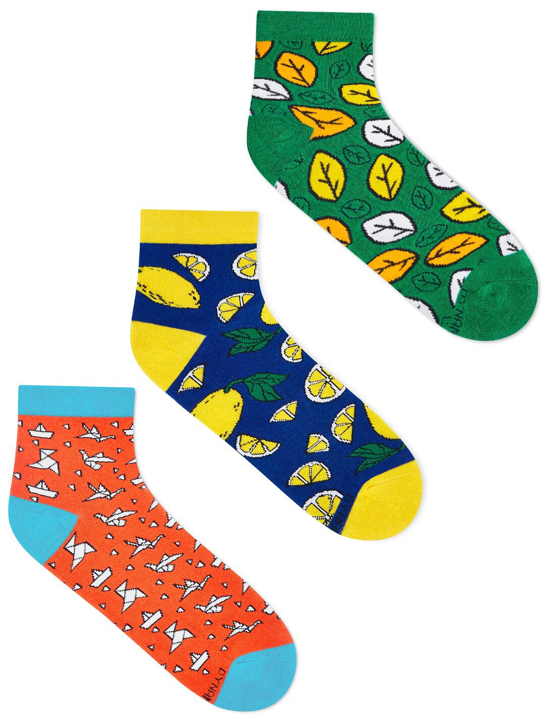 

Dynamocks Pack Of 3 Cotton Patterned Ankle-Length Socks, Green