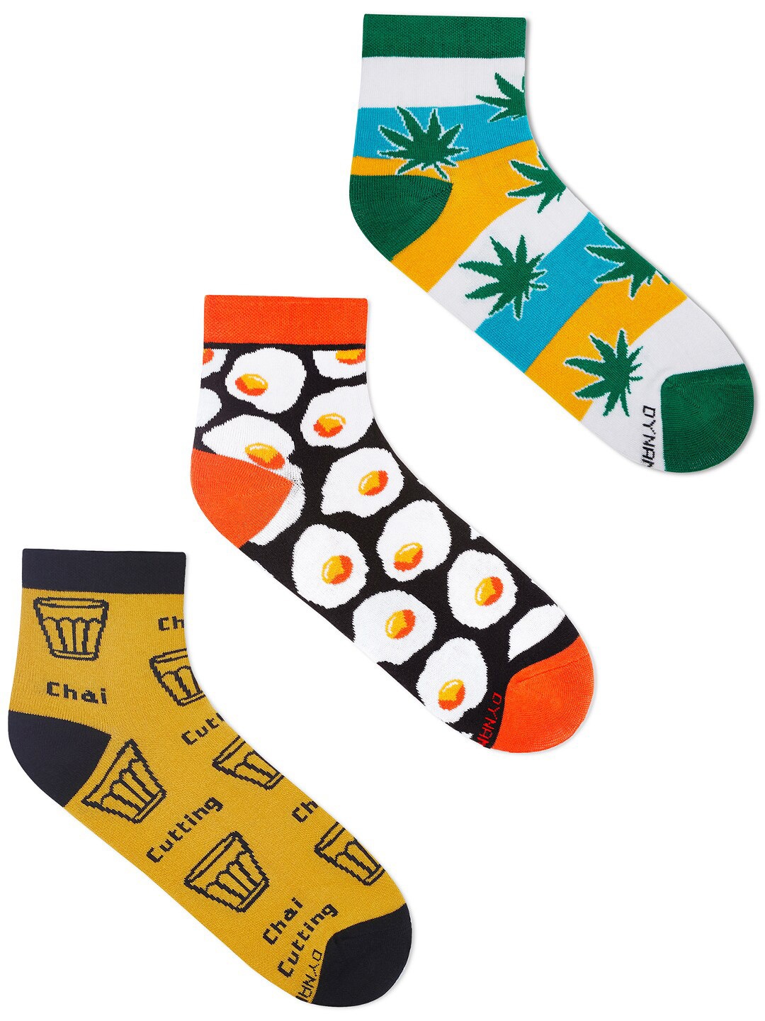 

Dynamocks Adults Pack Of 3 Patterned Cotton Ankle-Length Socks, Yellow