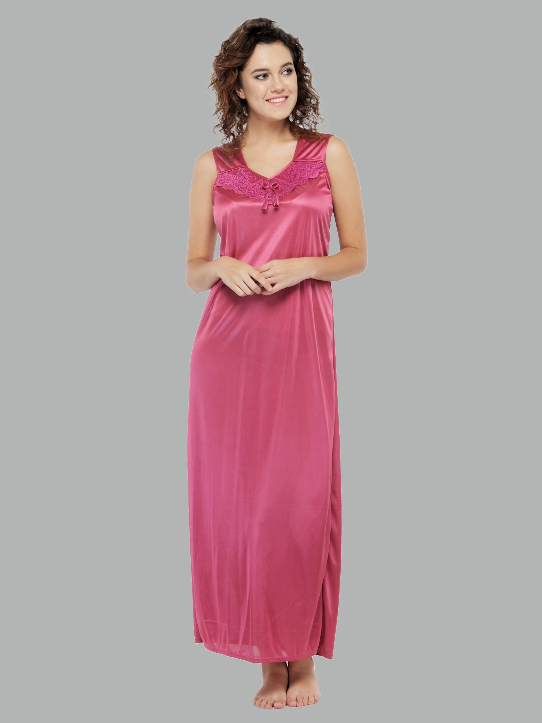 

N-Gal Satin Maxi Nightdress, Pink