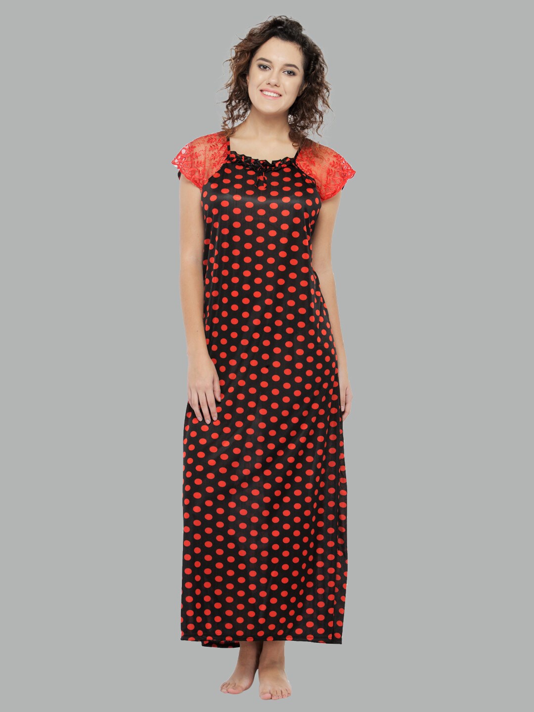 

N-Gal Printed Maxi Nightdress, Red