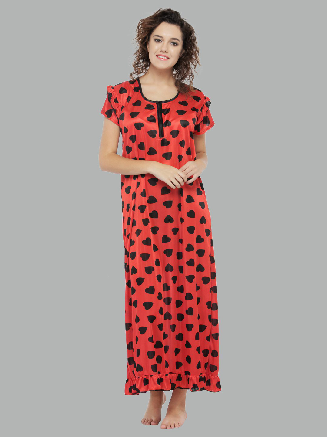 

N-Gal Printed Maxi Nightdress, Red
