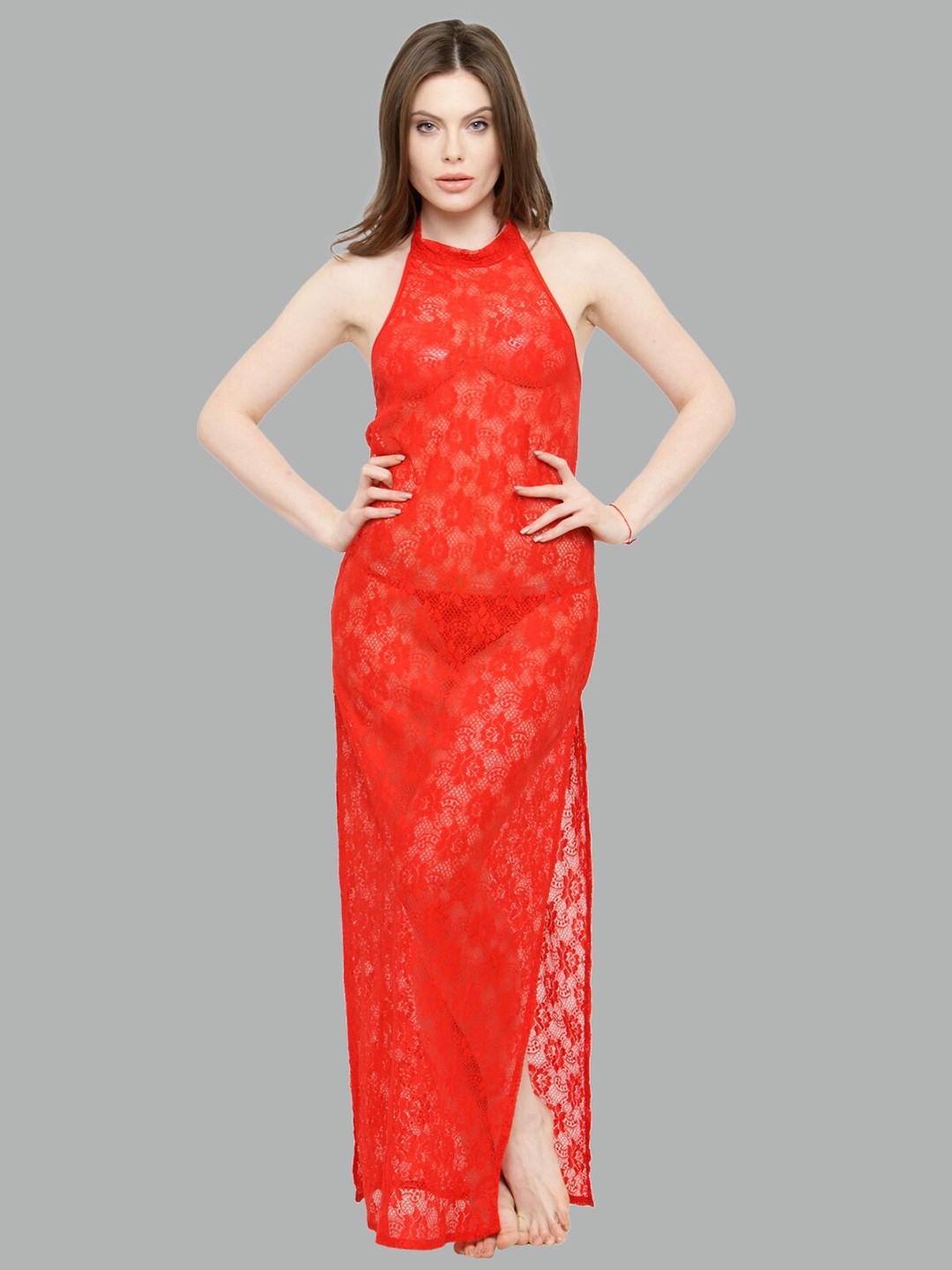 

N-Gal Lace Maxi Nightdress, Red