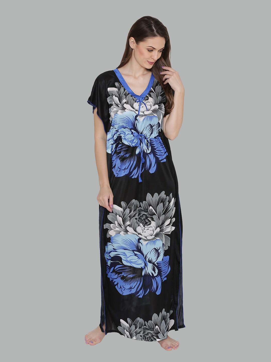 

N-Gal Printed Maxi Nightdress, Blue