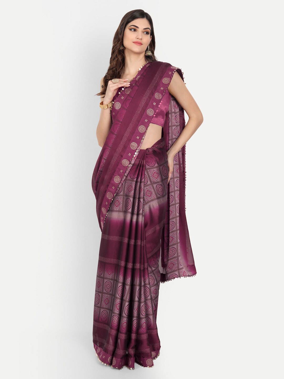

Vrundavan ethics Ethnic Motifs Silk Blend Saree, Pink