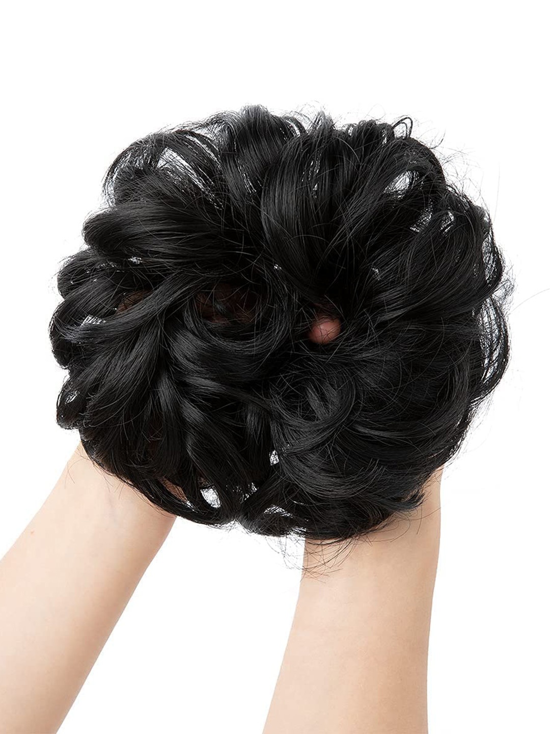 

CHRONEX Synthetic Nylon Messy Bun Hair Extension Scrunchie - Black