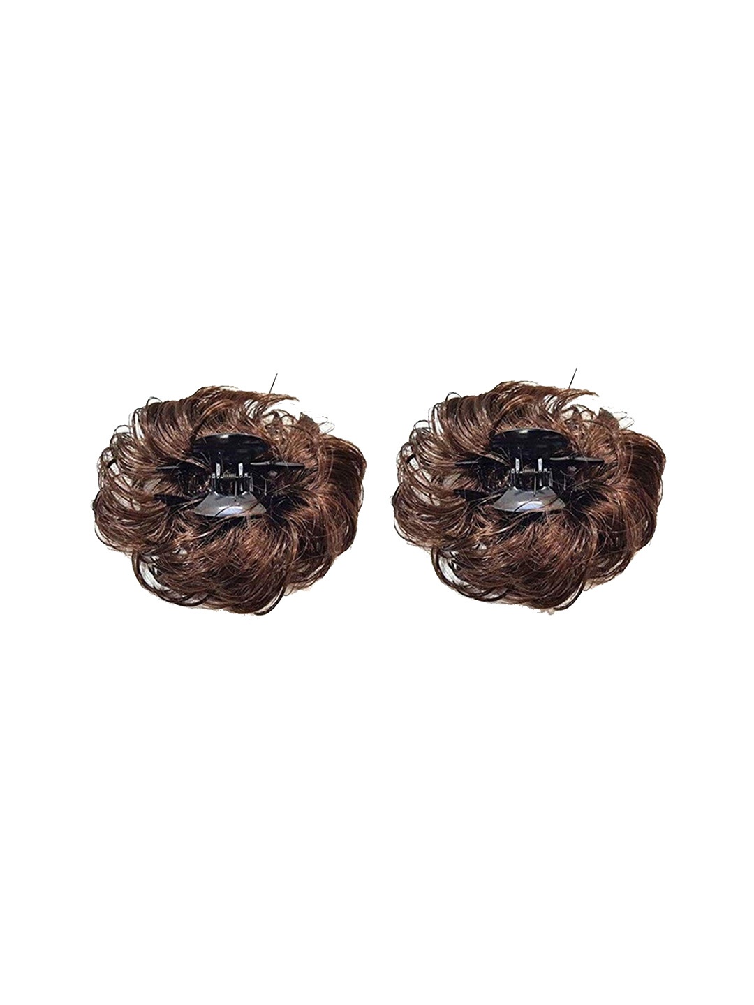 

CHRONEX Set of 2 Artificial Synthetic Hair Clutcher Juda Bun Hair Extension- Brown