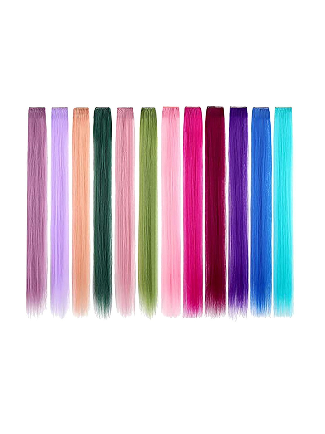 

CHRONEX Set Of 6 Synthetic Nylon Colored Straight Hair Straight Hair Extensions, Pink