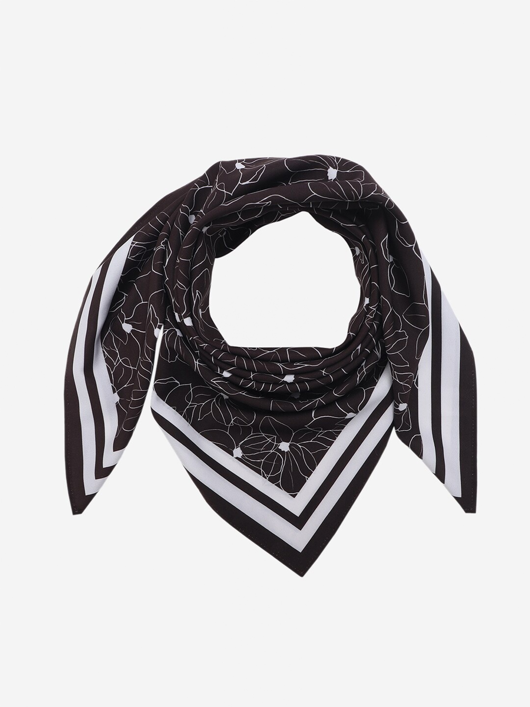 

Beau Design Women Printed Scarf, Coffee brown