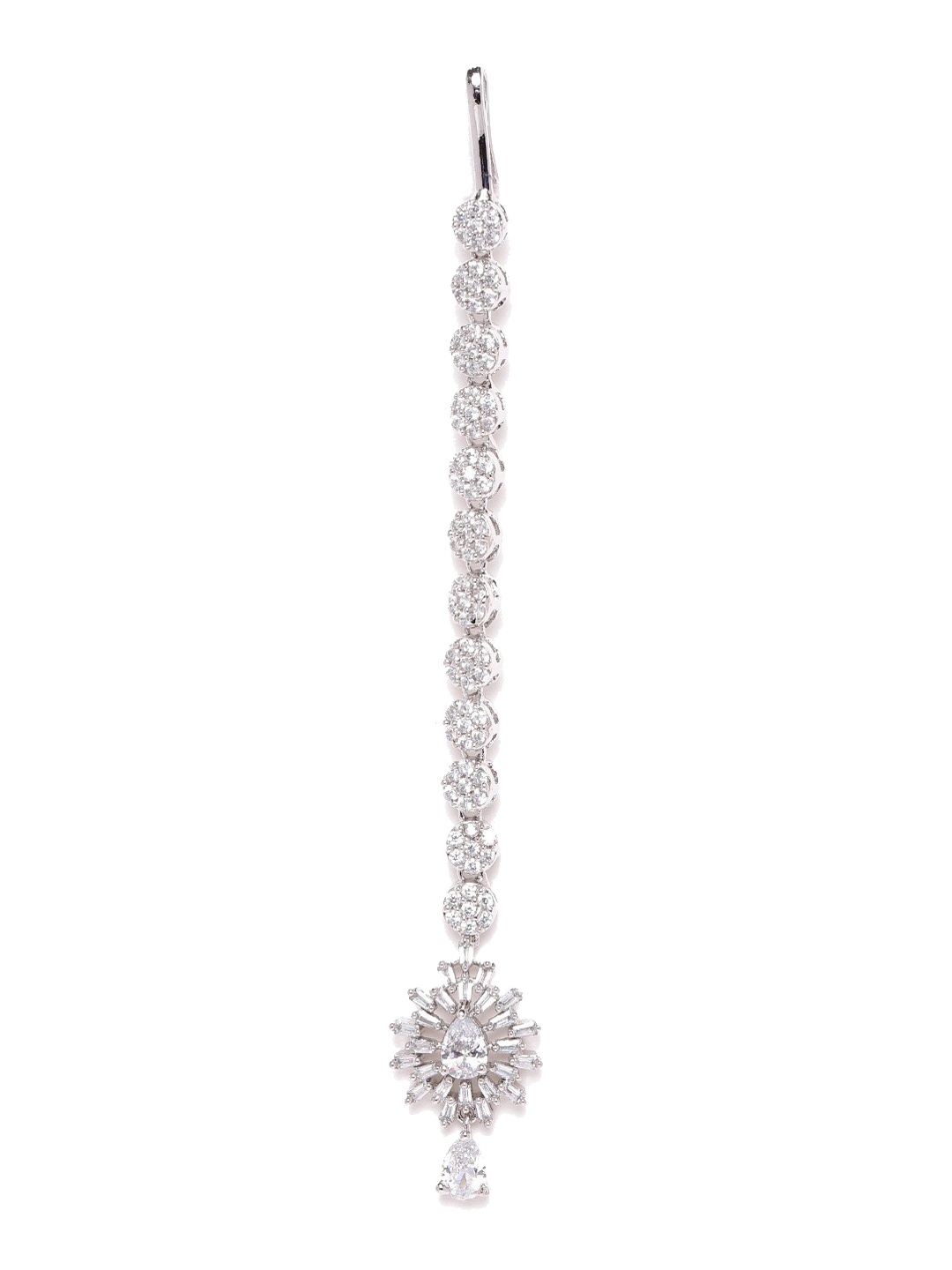 

JEWELS GEHNA Silver-Plated & CZ Studded Maang Tika