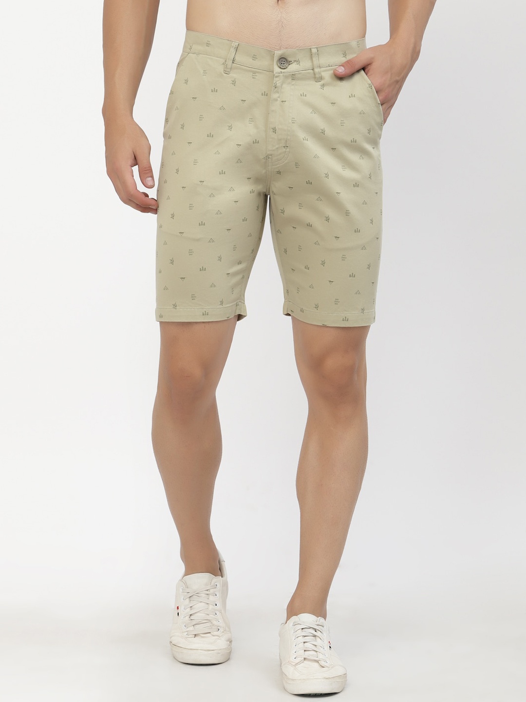 

SAPPER Men Conversational Printed Cotton Shorts, Beige
