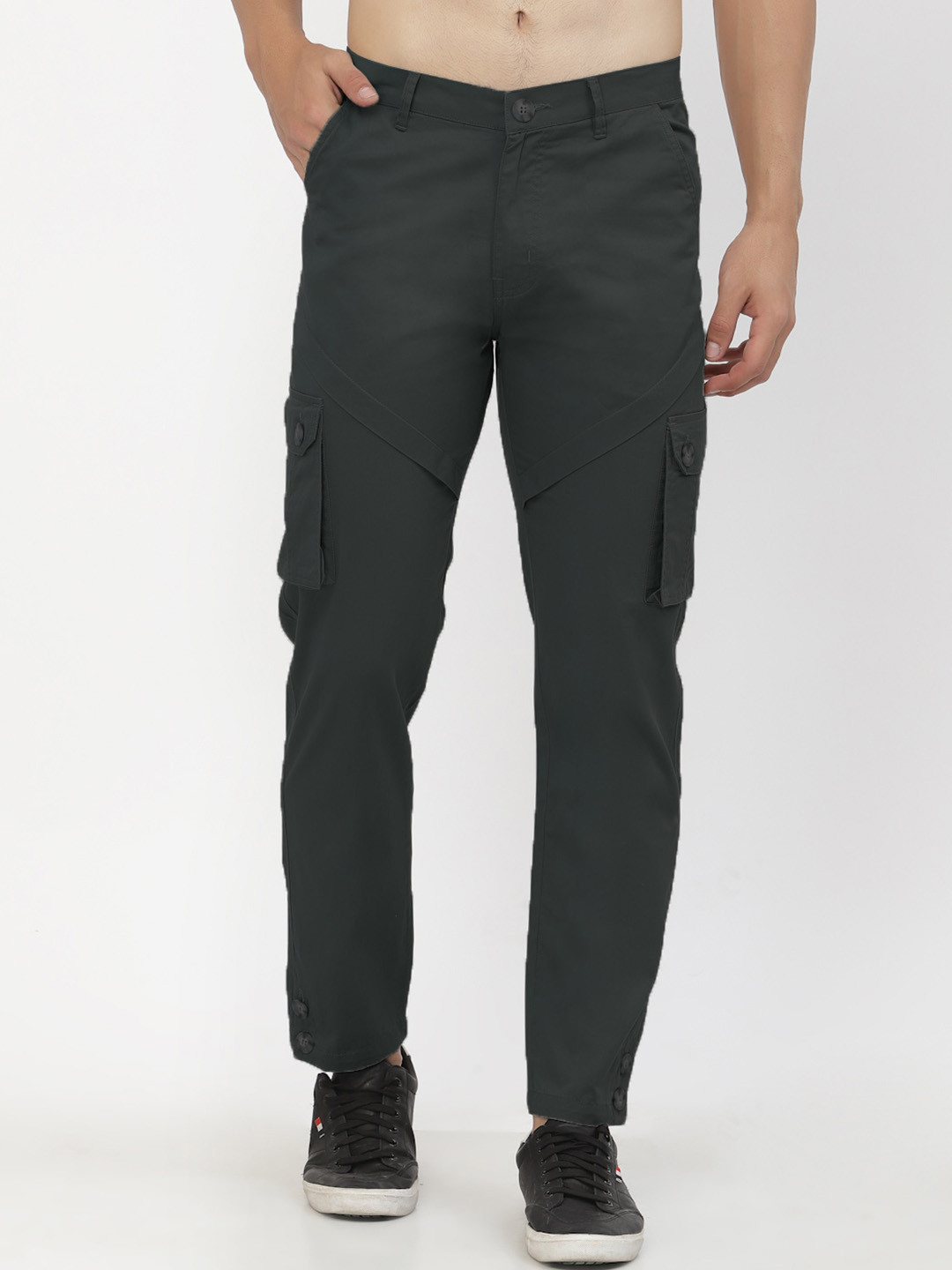 

SAPPER Men Cotton Cargos Trousers, Olive