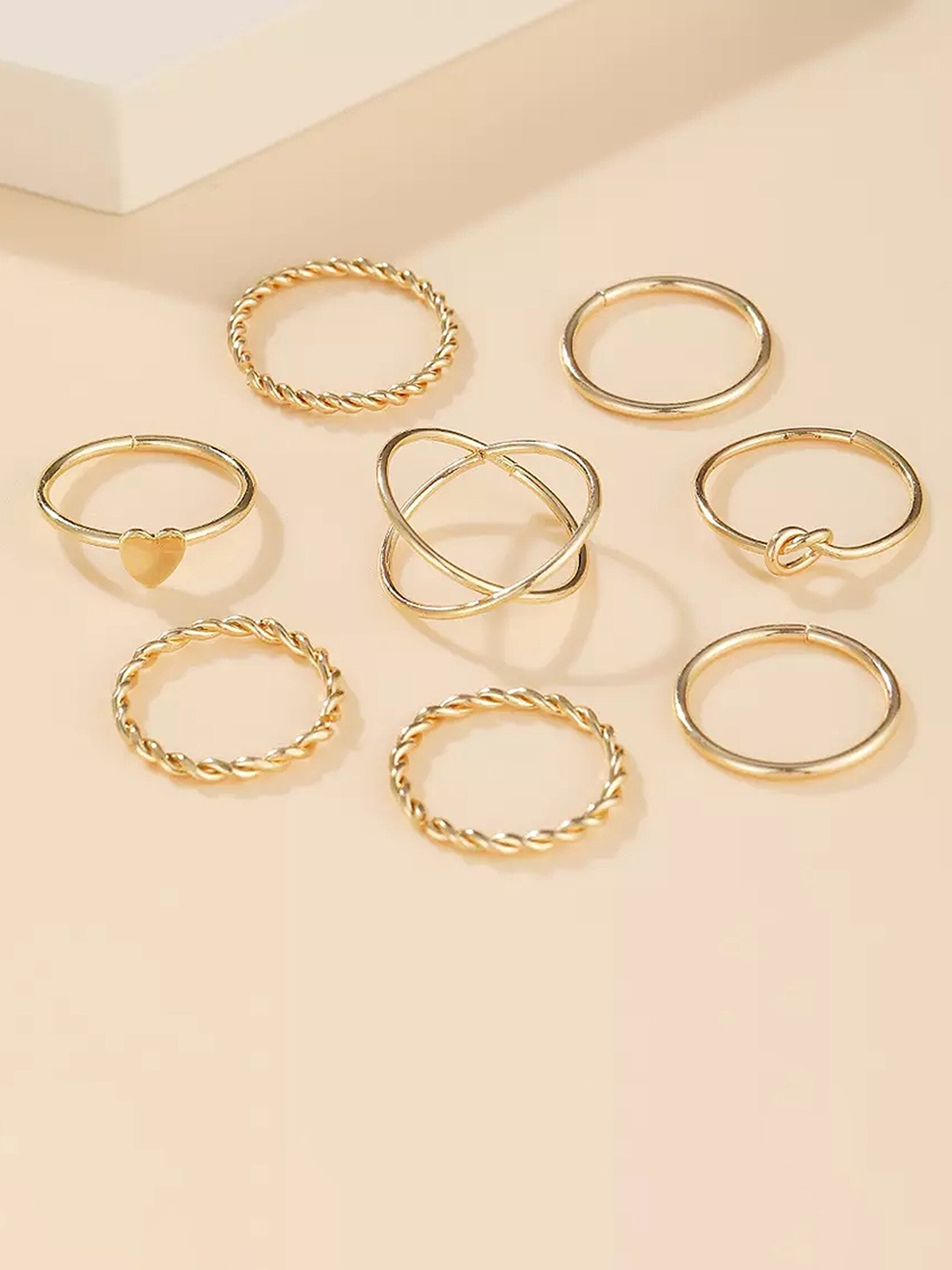 

Pinapes Set Of 8 Gold-Plated Bohemian Adjustable Finger Ring