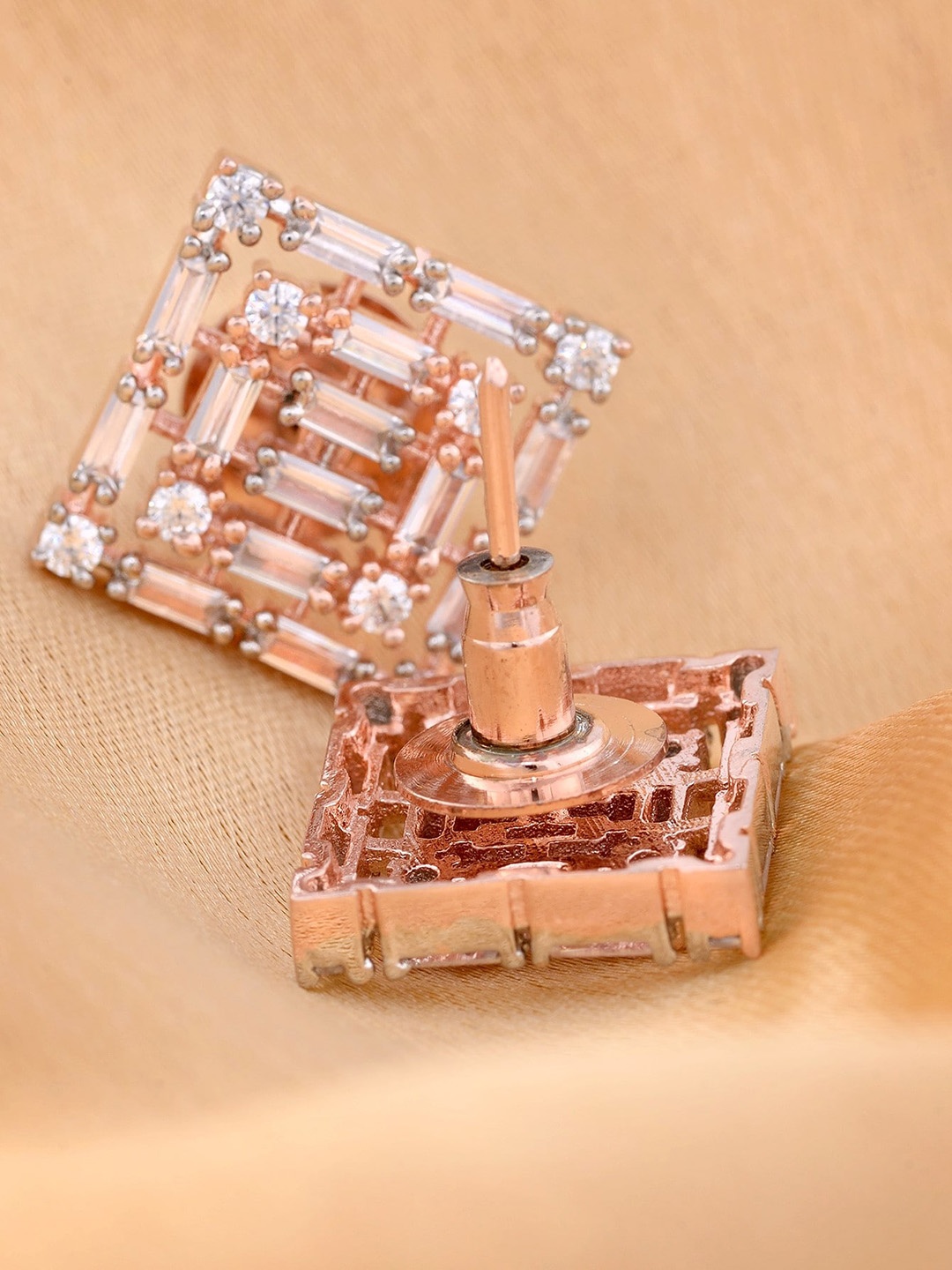 

Saraf RS Jewellery Rose Gold Square Studs Earrings