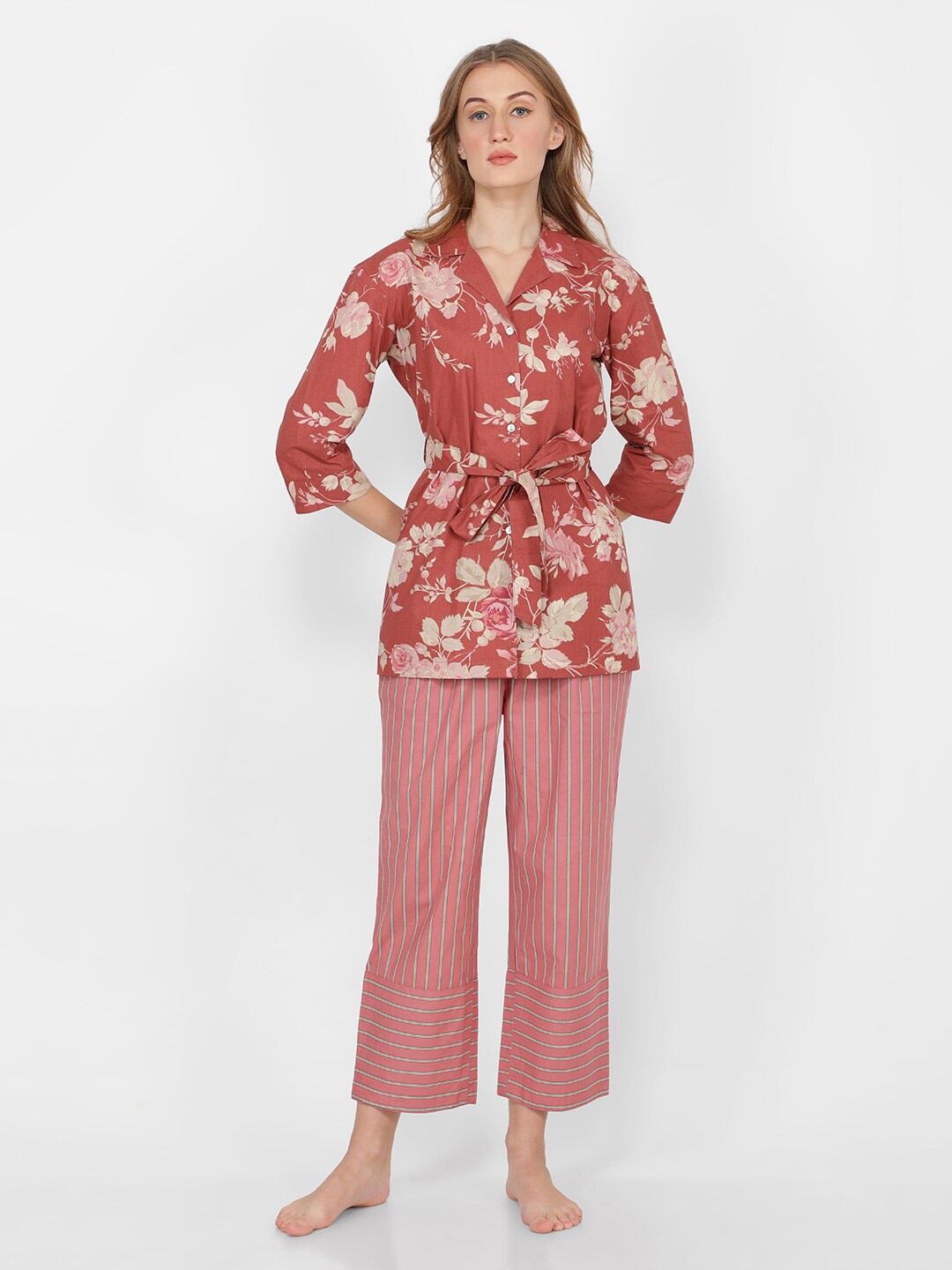 

NAVIYATA Women Printed Night suit, Red