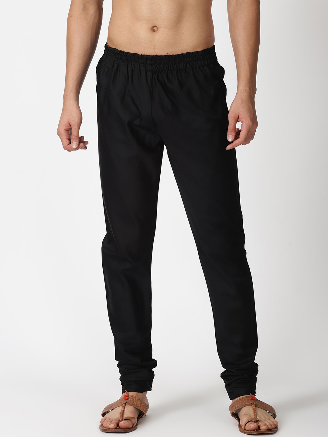 

Saffron Threads Men Cotton Churidar, Black