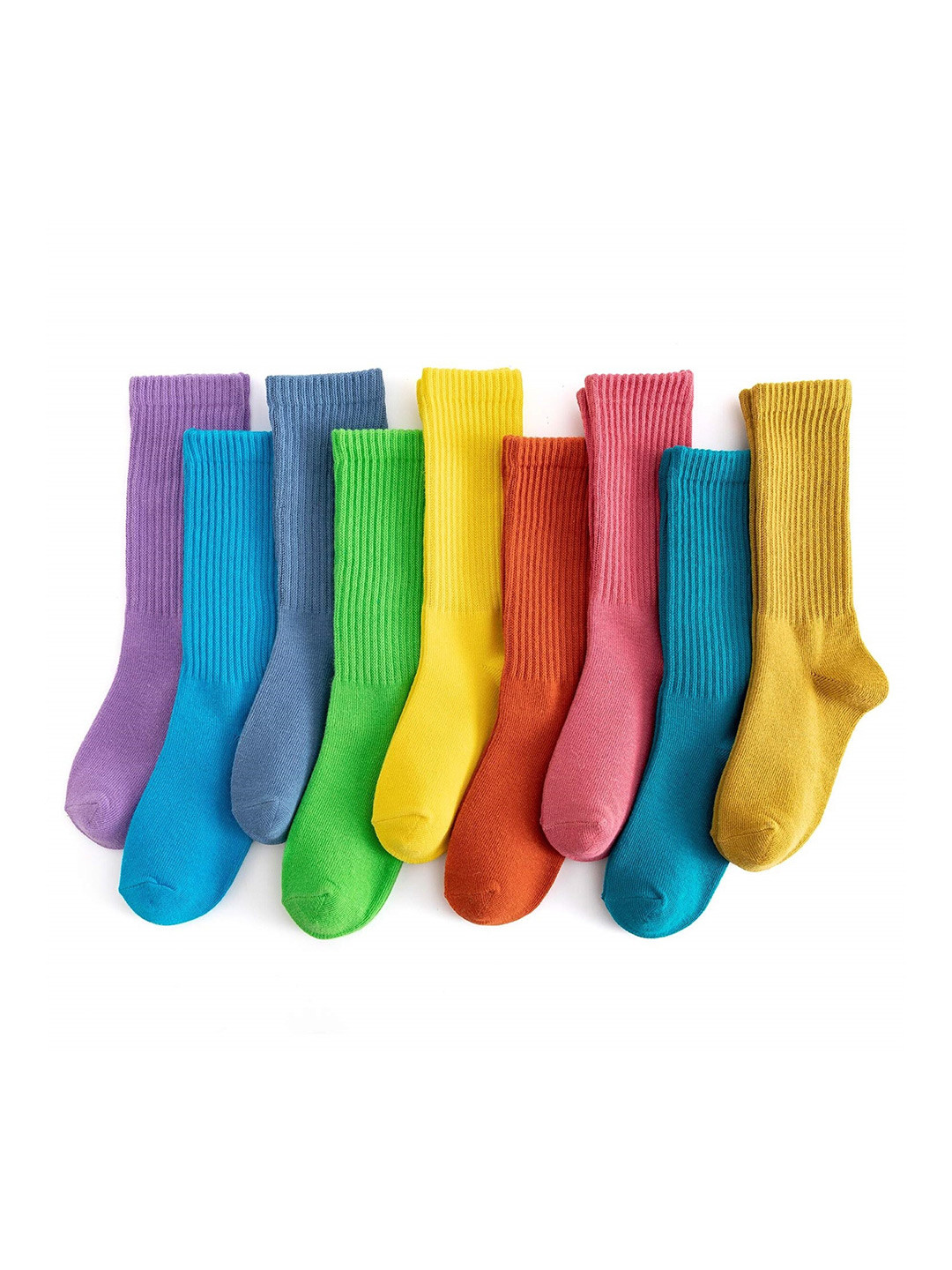 

EL REGALO Kids Pack Of 9 Patterned Calf-Length Socks, Yellow