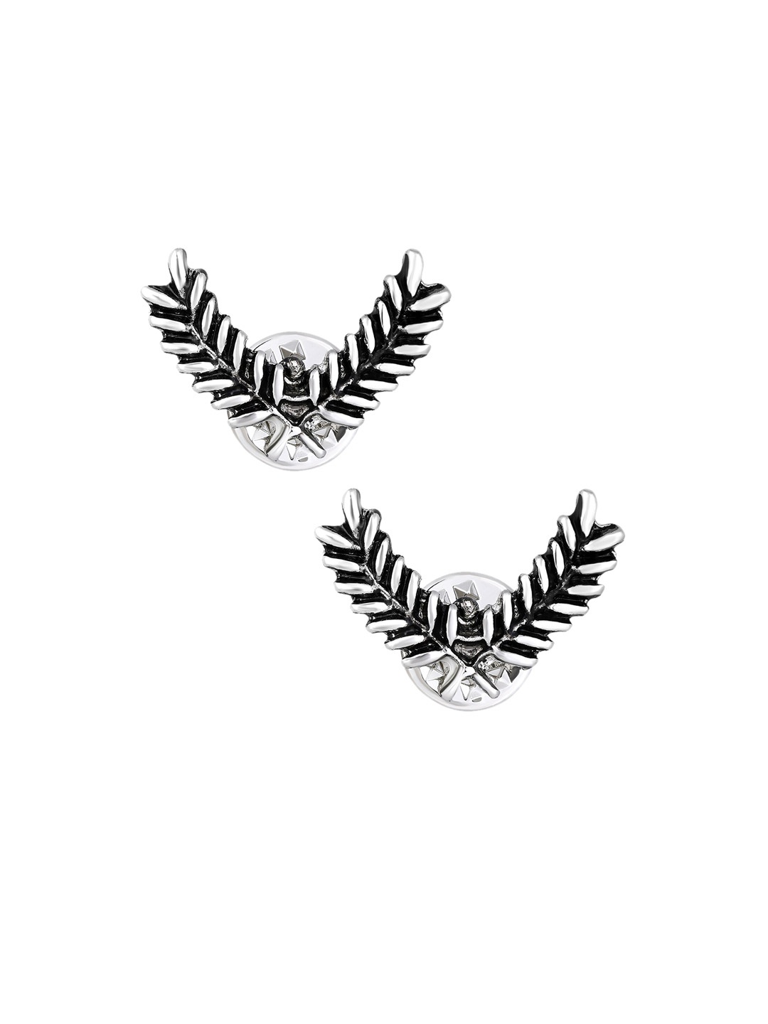 

Mahi Men Set of 2 Cross Leaves Shaped Minimal Design Collar Pins, Silver