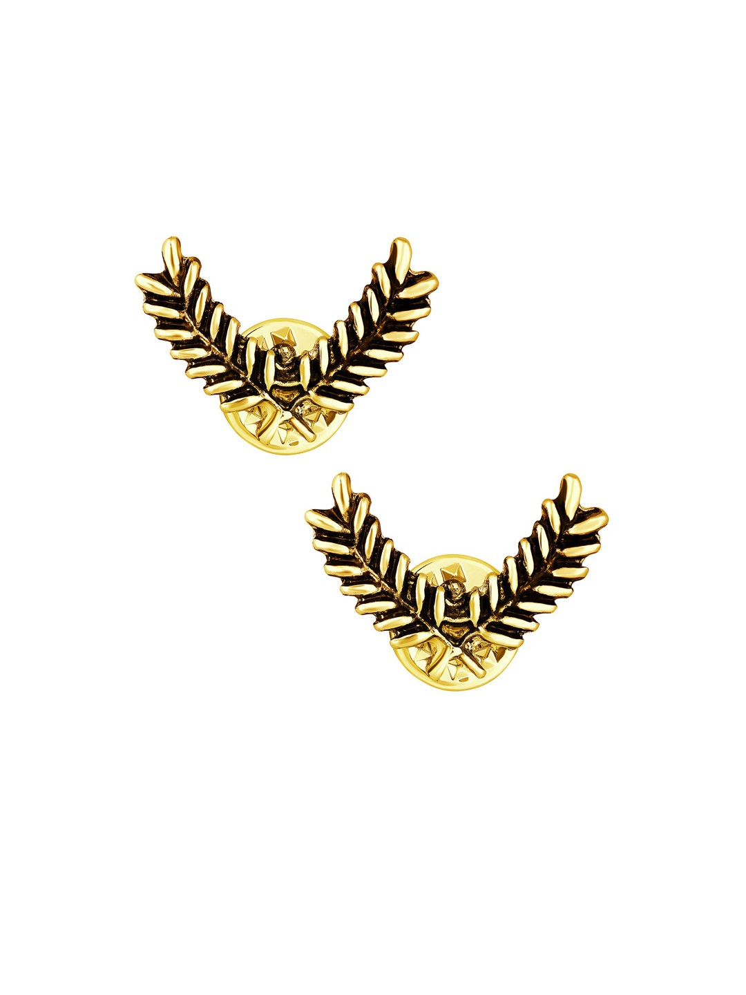 

Mahi Set of 2 Alloy Leaves-Charm Collar Tie Pins, Gold