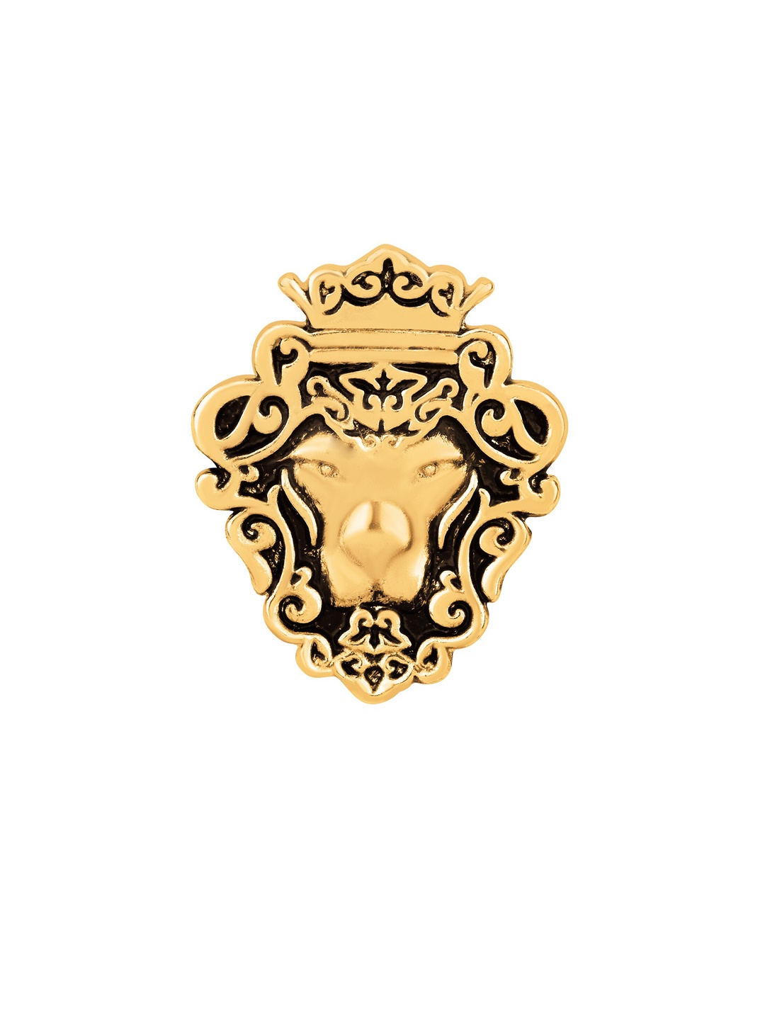 

Mahi Men Lion-Shaped Lapel Pin Brooch, Gold