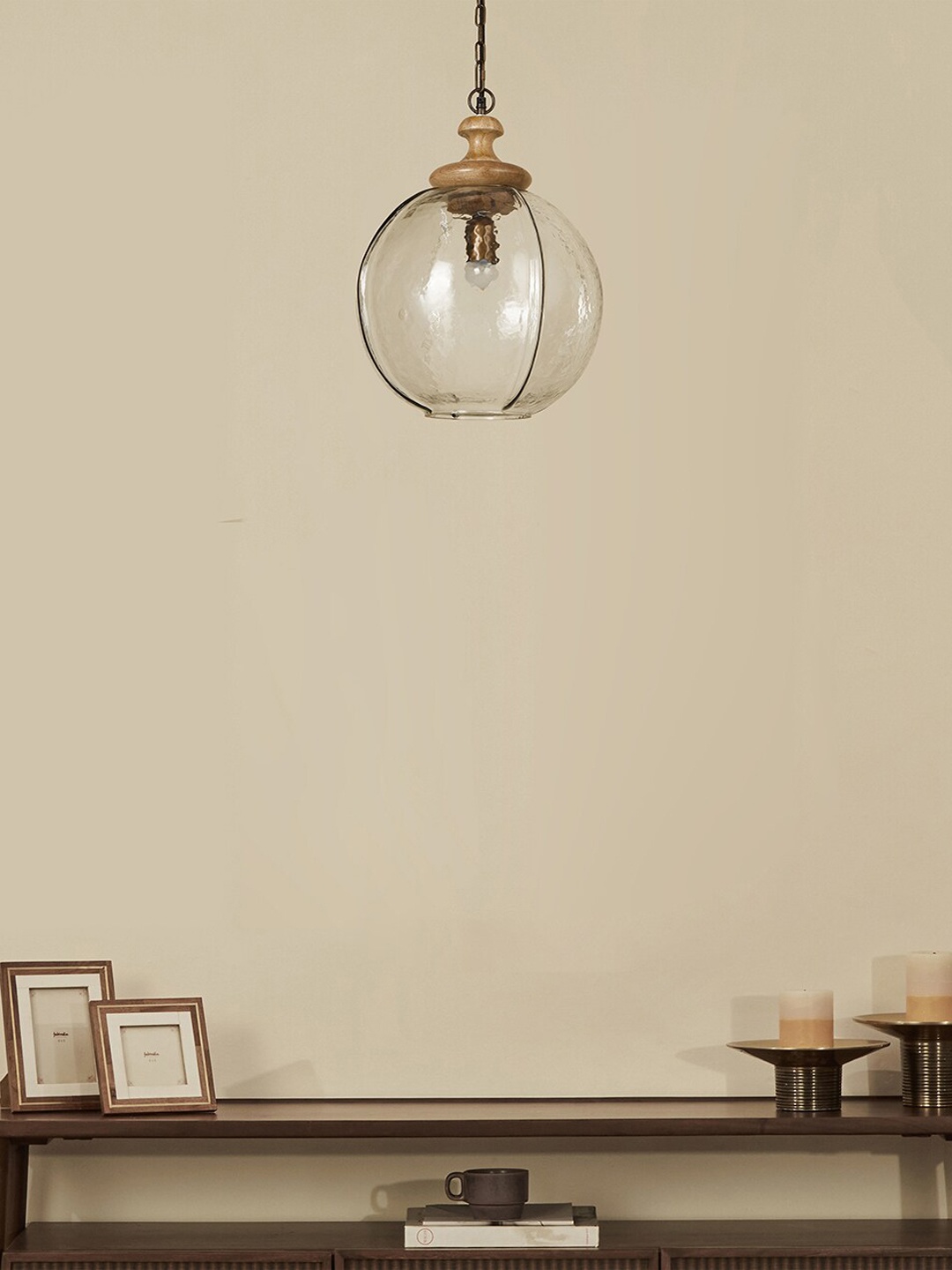 

Fabindia Transparent & Beige Bageecha Oblong Pendant Lamp