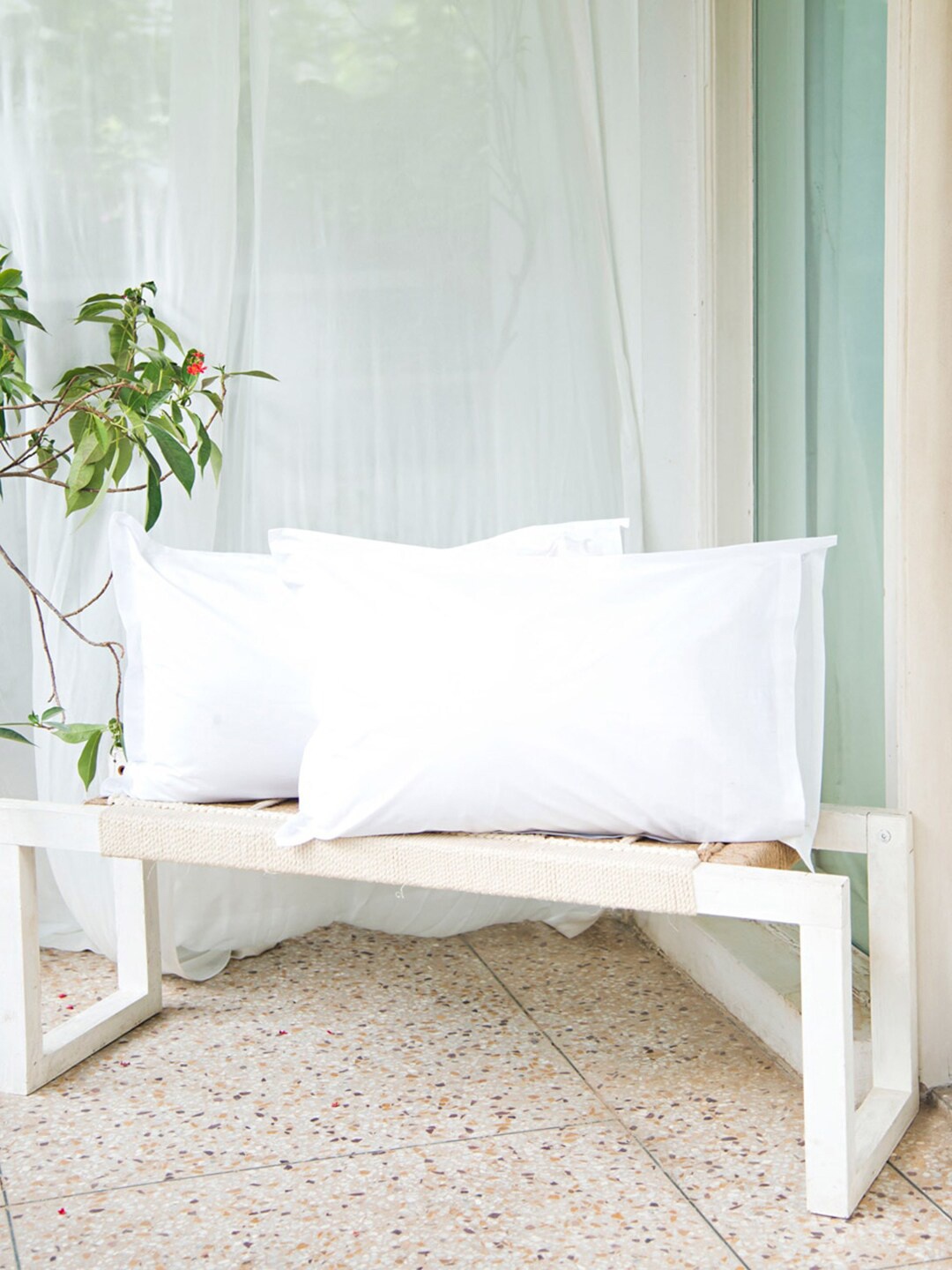 

Fabindia White 2 Pcs Solid Cotton Rectangular Pillow Covers