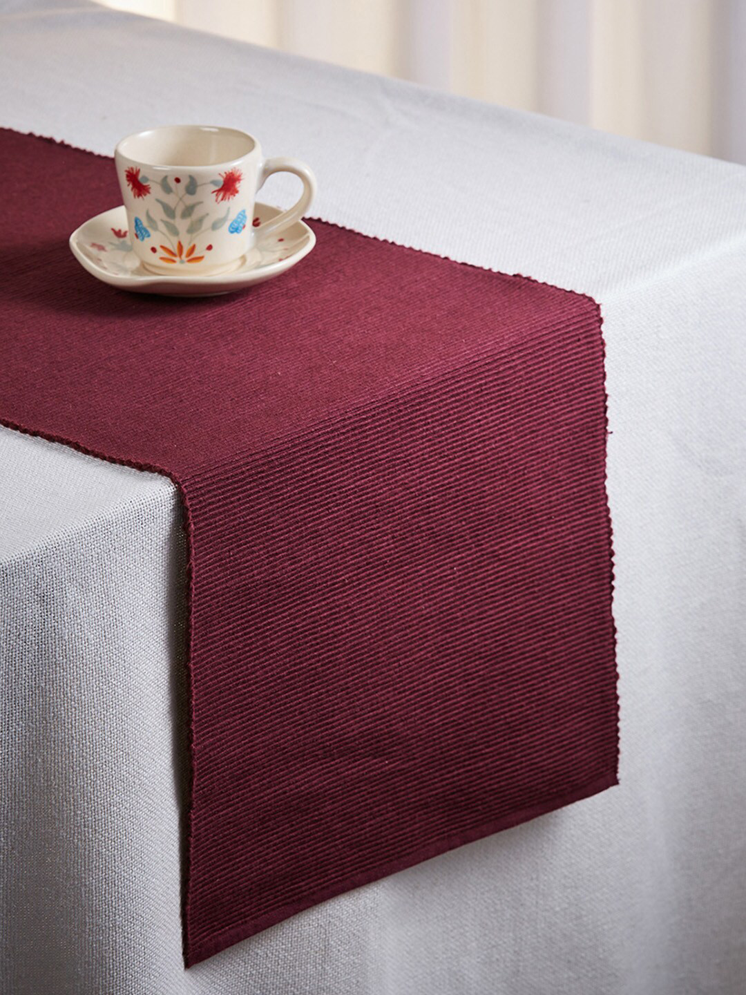

Fabindia Prithi Maroon Striped Cotton Table Runner