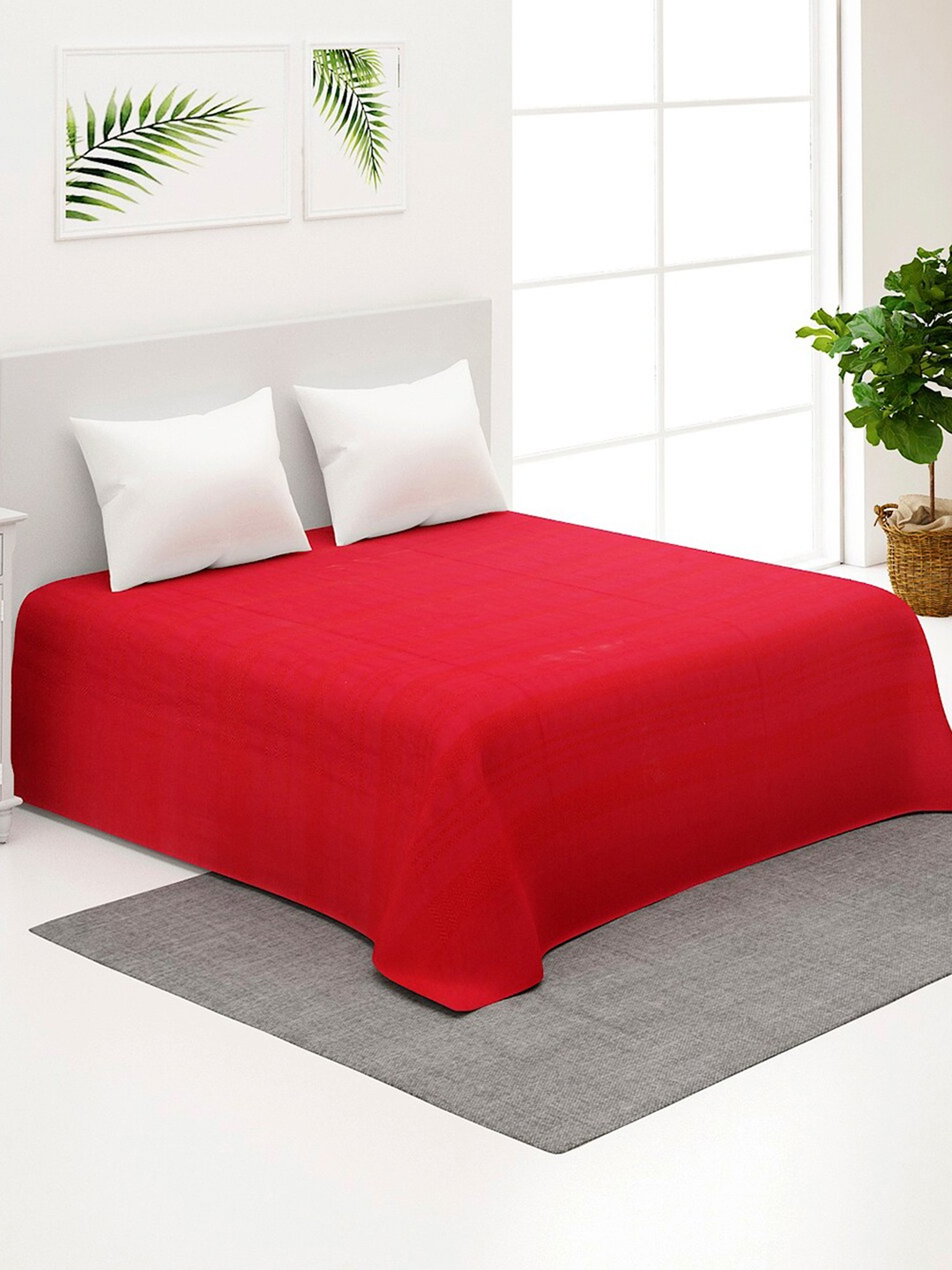 

Fabindia Varda Fuchsia Pink Woven Design Cotton Double King Bed Cover