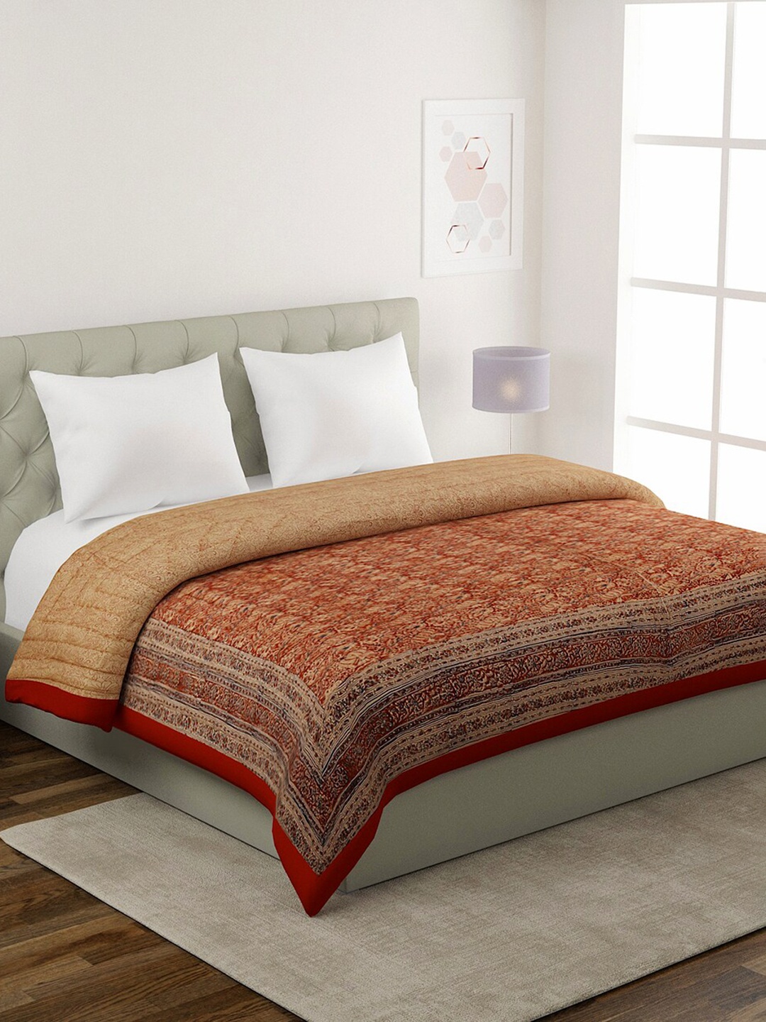 

Fabindia Varda Red & Beige Ethnic Motifs AC Room 150 GSM Single Bed Quilt