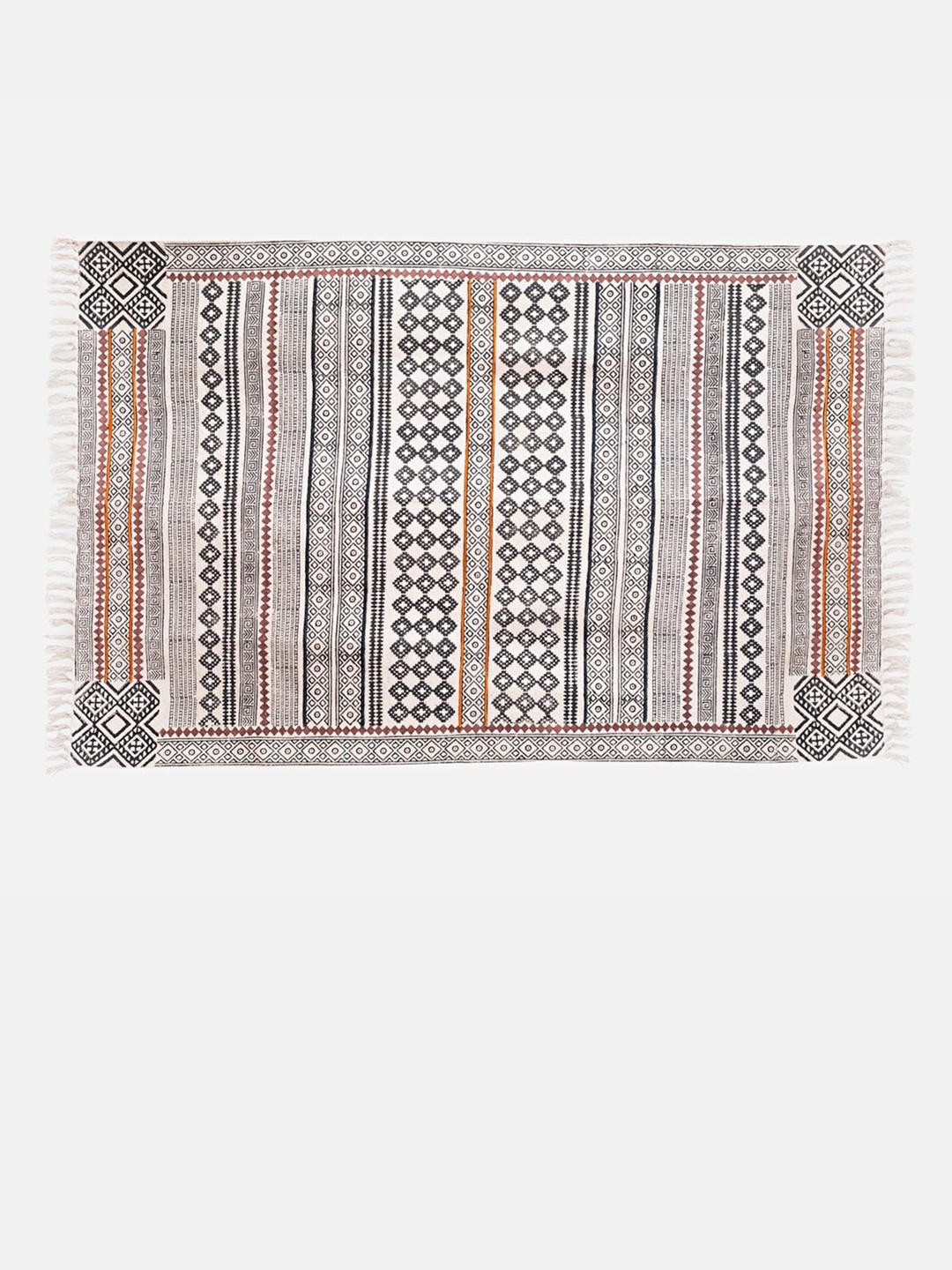 

Fabindia Chetas Black & Beige Printed Dhurrie