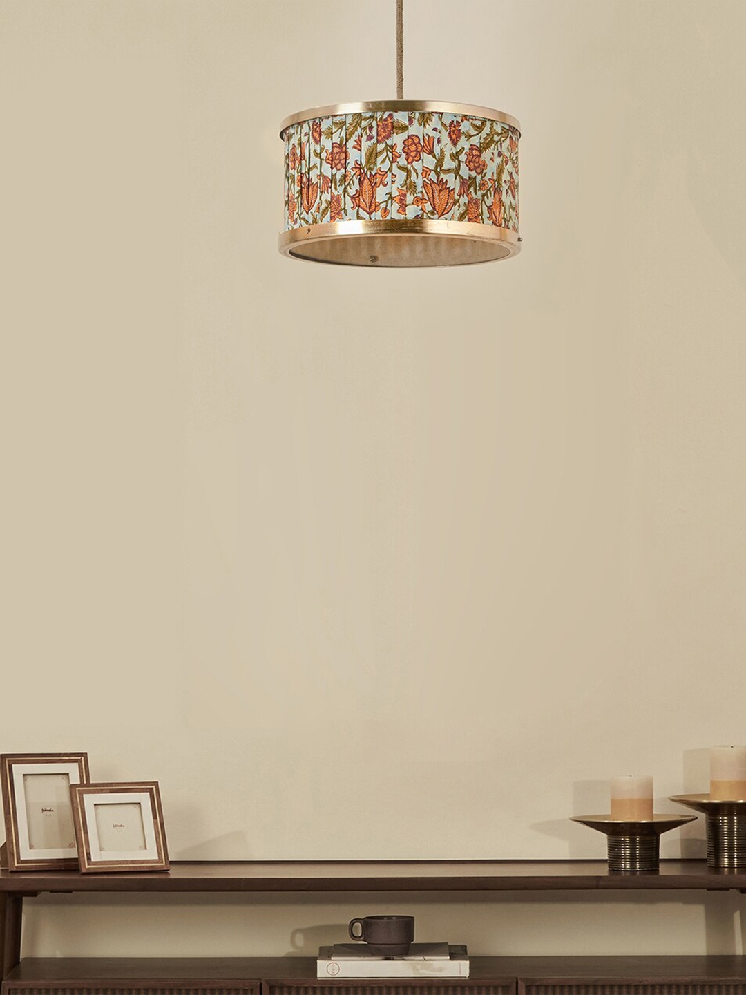 

Fabindia Advika Blue & Red Printed Pendant Ceiling Lamp